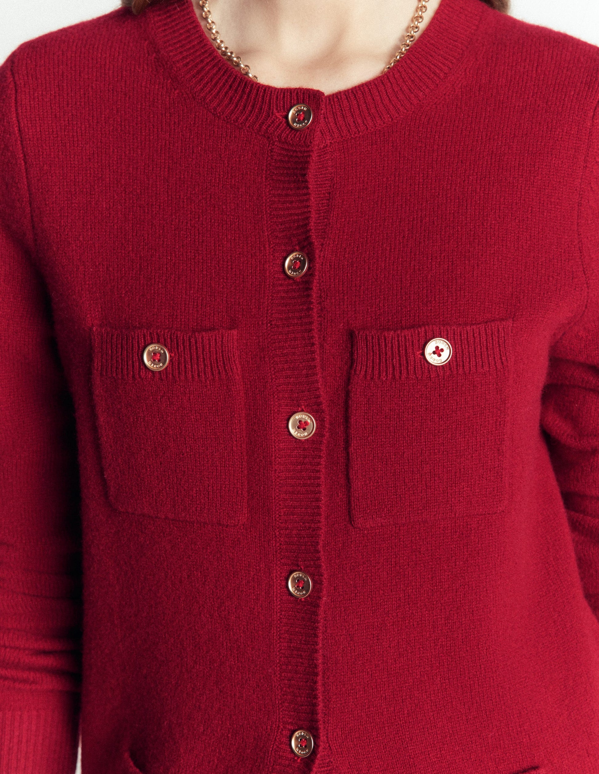 Marianne Merino Wool Cardigan-Crimson Red-3