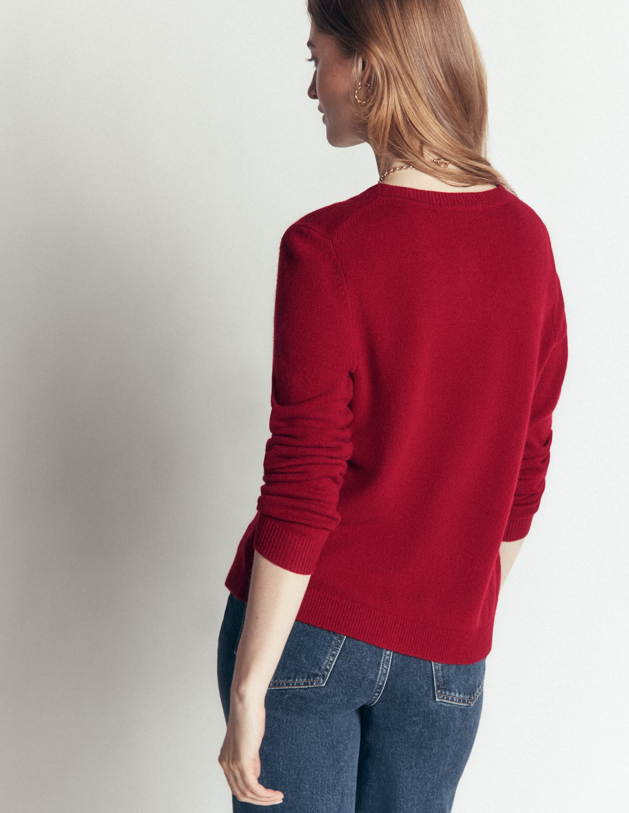 Marianne Merino Wool Cardigan-Crimson Red - Image 4