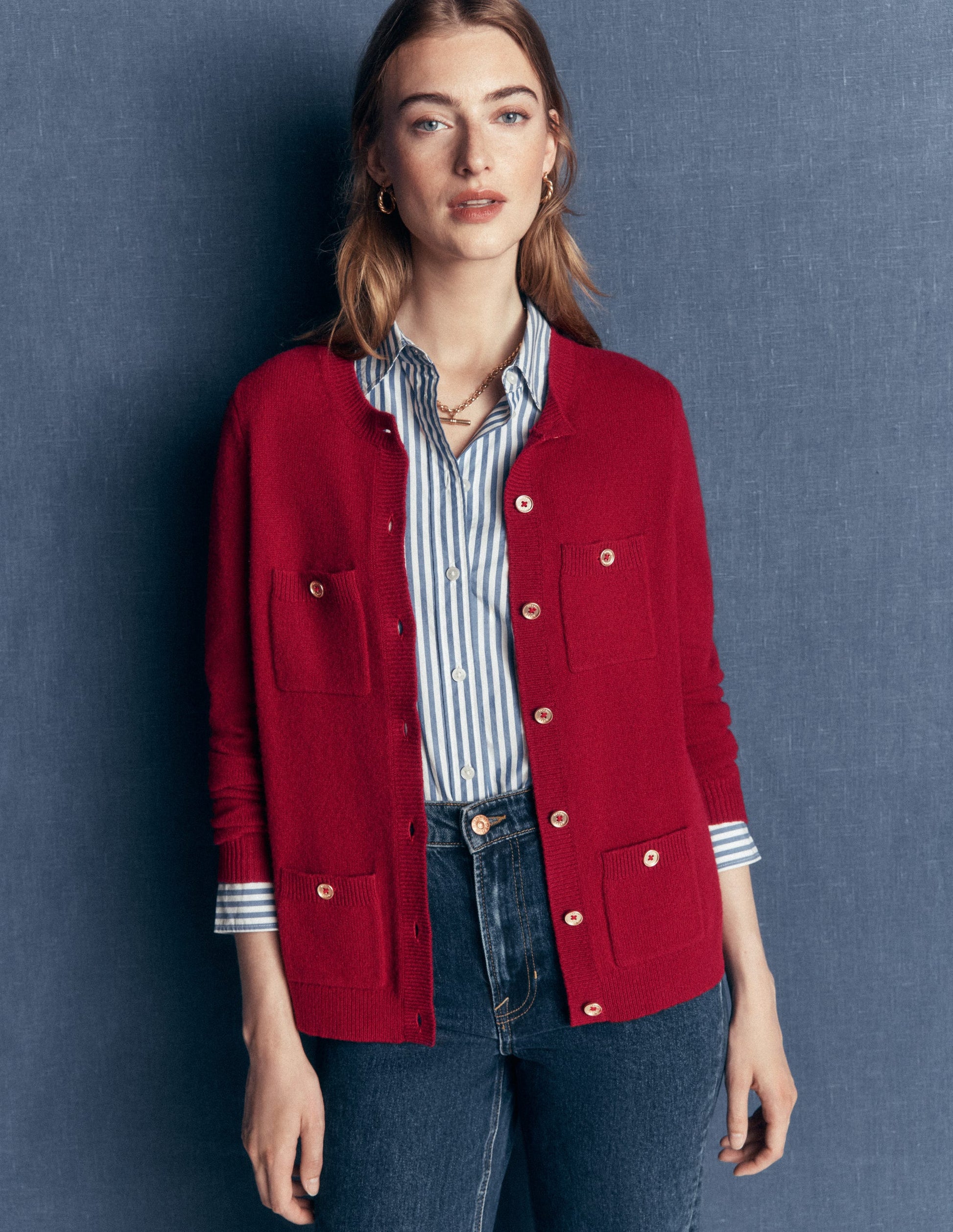 Marianne Merino Wool Cardigan-Crimson Red-1