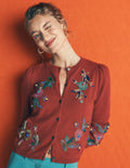 Ria Embellished Knit Cardigan-Gingerbread