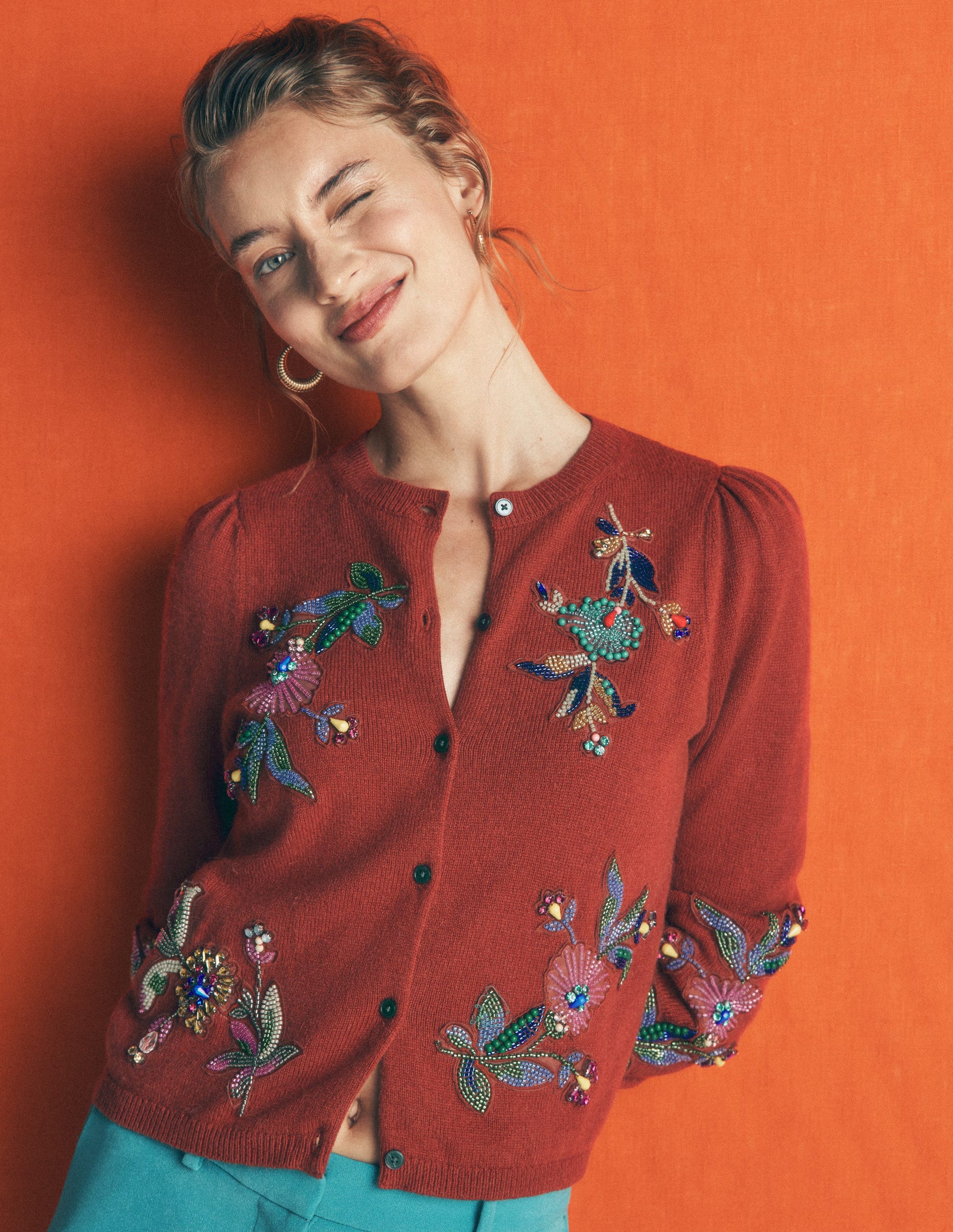 Ria Embellished Knit Cardigan-Gingerbread-3