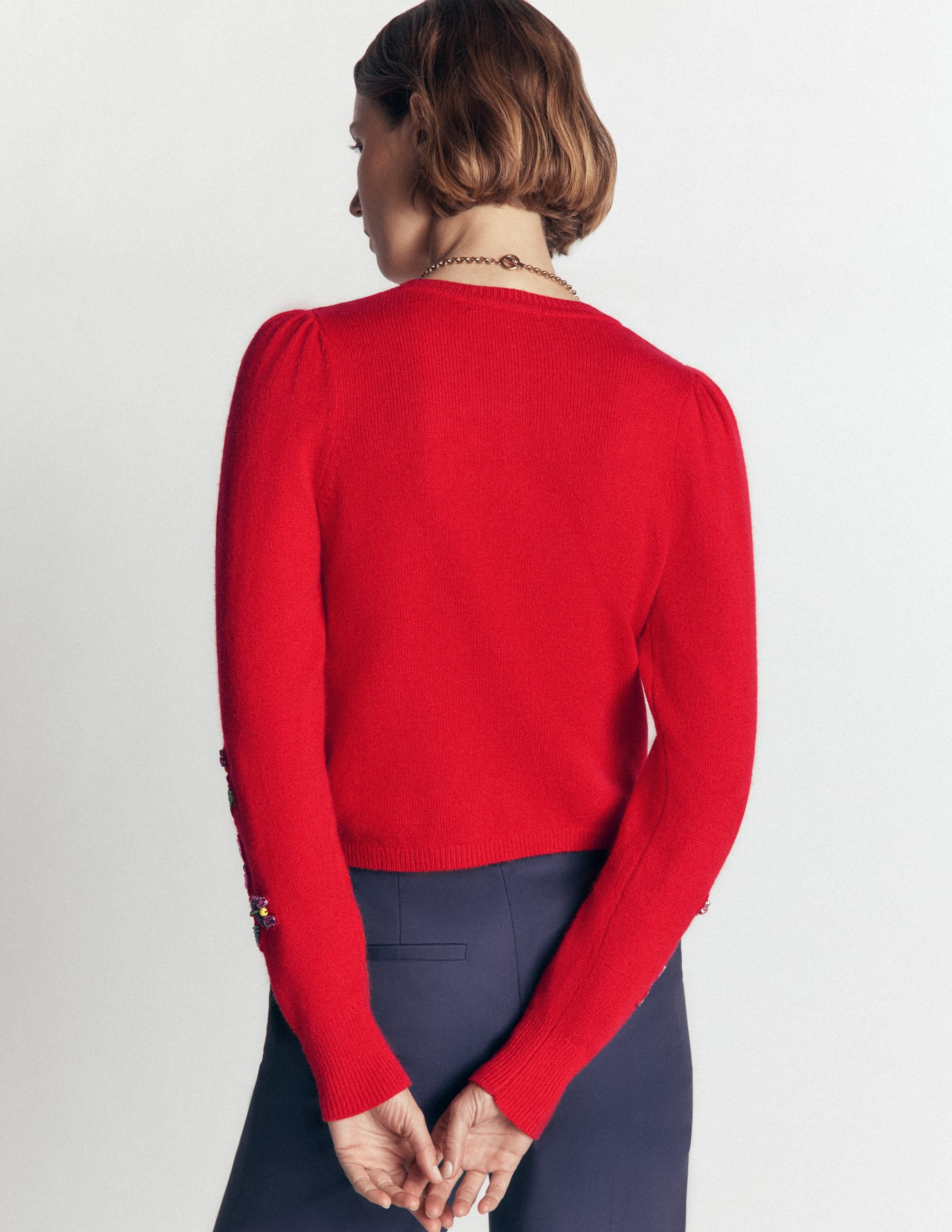 Ria Embellished Knit Cardigan-Poppy Red - Image 3