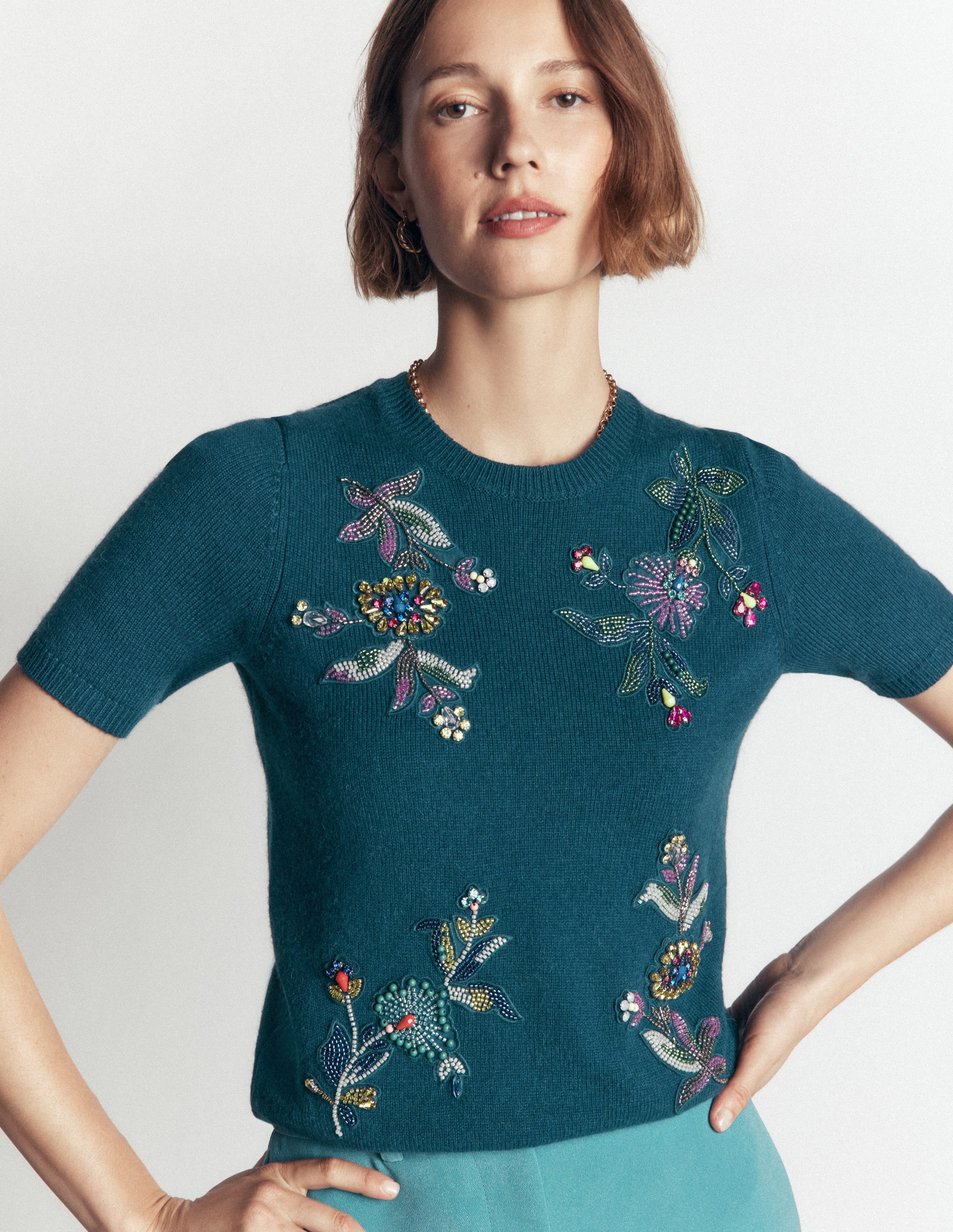Ria Embellished Knit T-Shirt-Deep Aurora Blue - Image 5