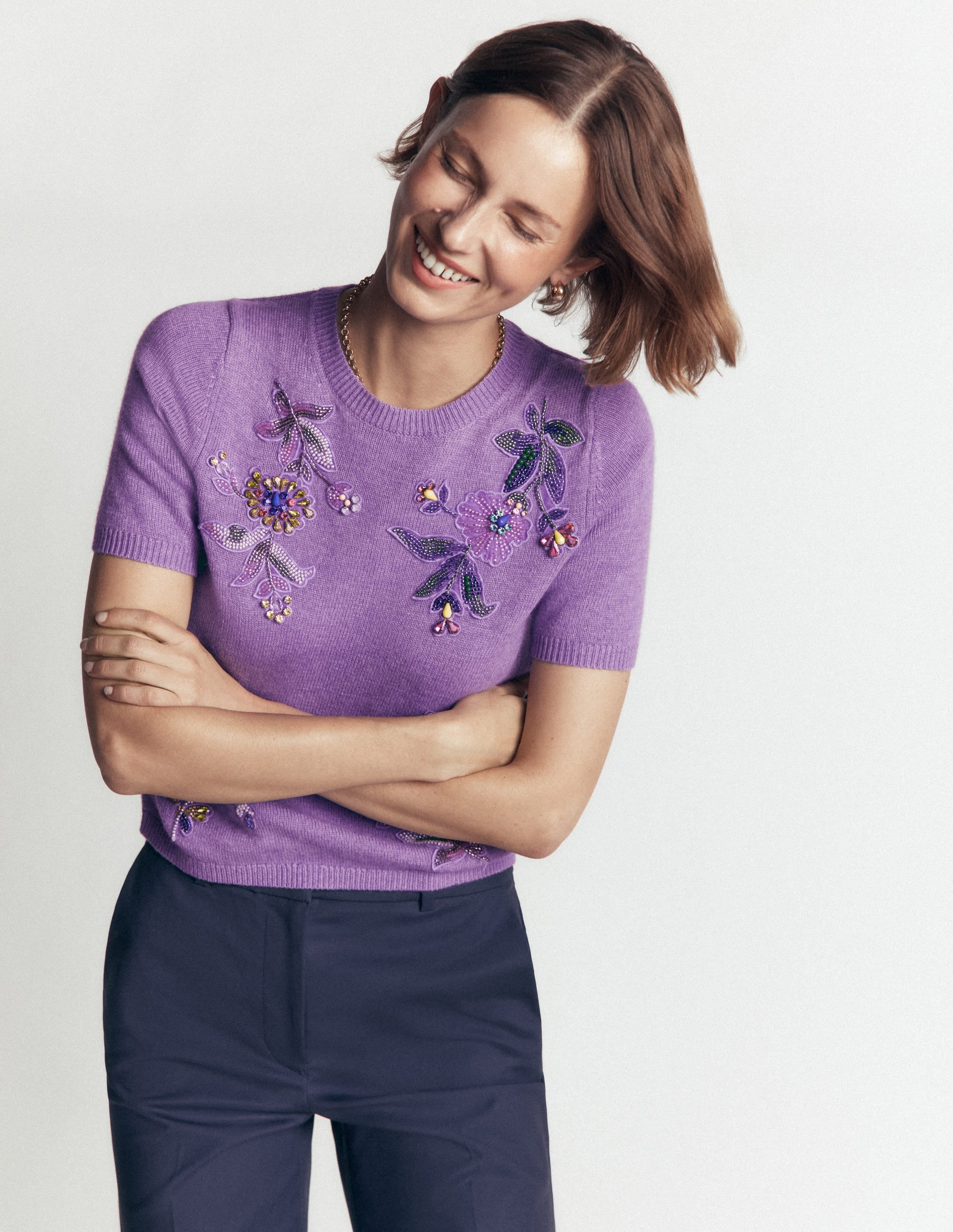 Ria Embellished Knit T-Shirt-Amethyst Purple - Image 5