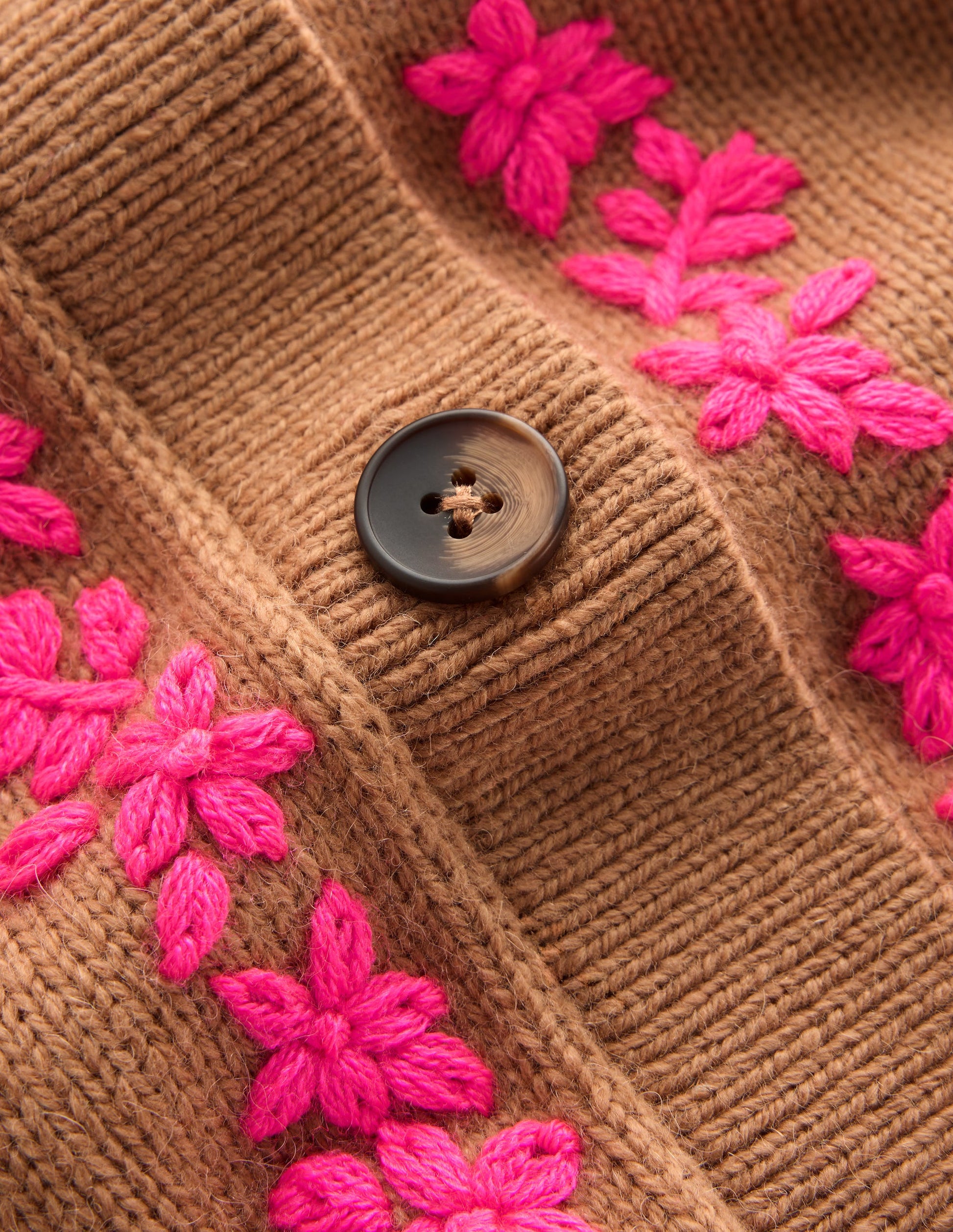 Ella Embroidered Knit Cardigan-Camel, Embroidery-6