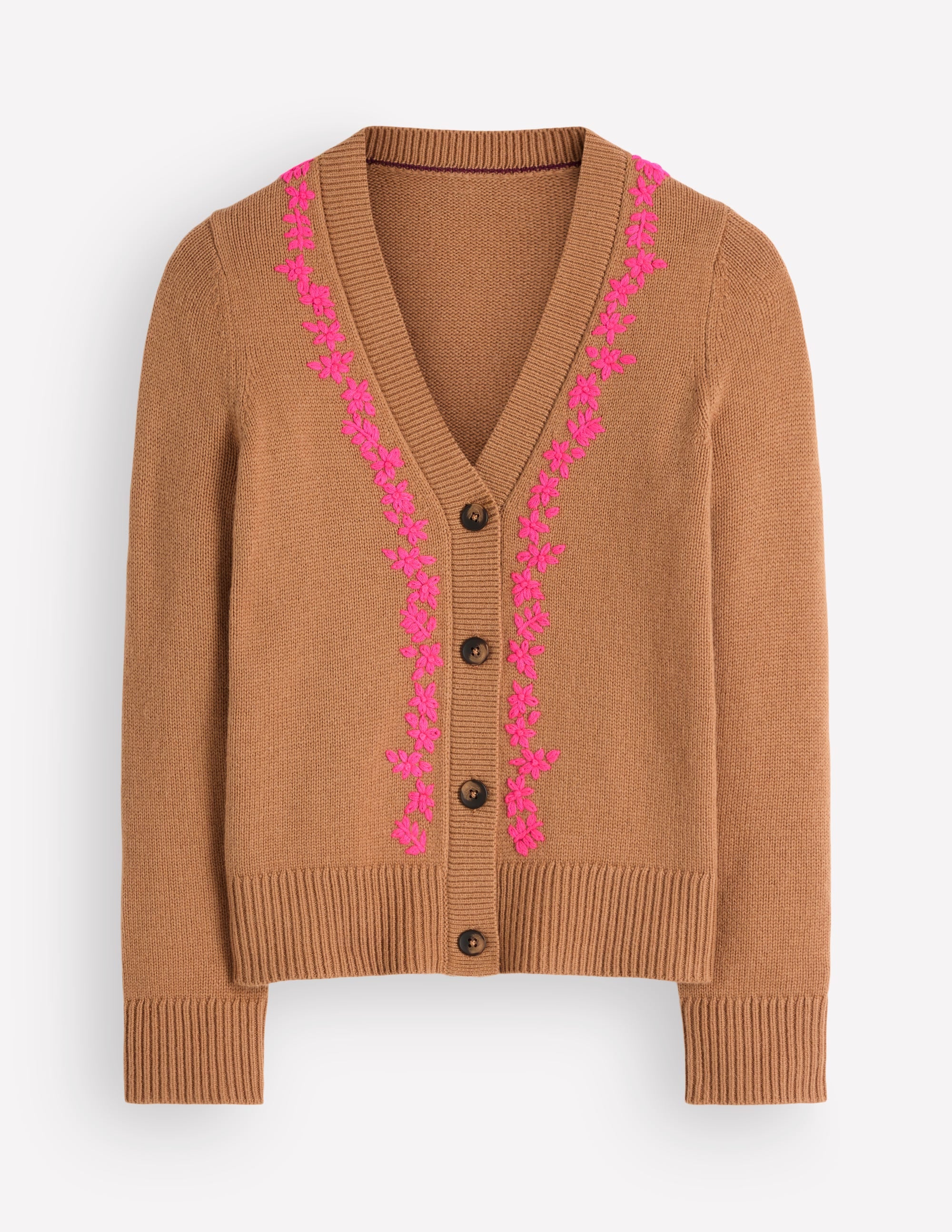Ella Embroidered Knit Cardigan-Camel, Embroidery - Image 5