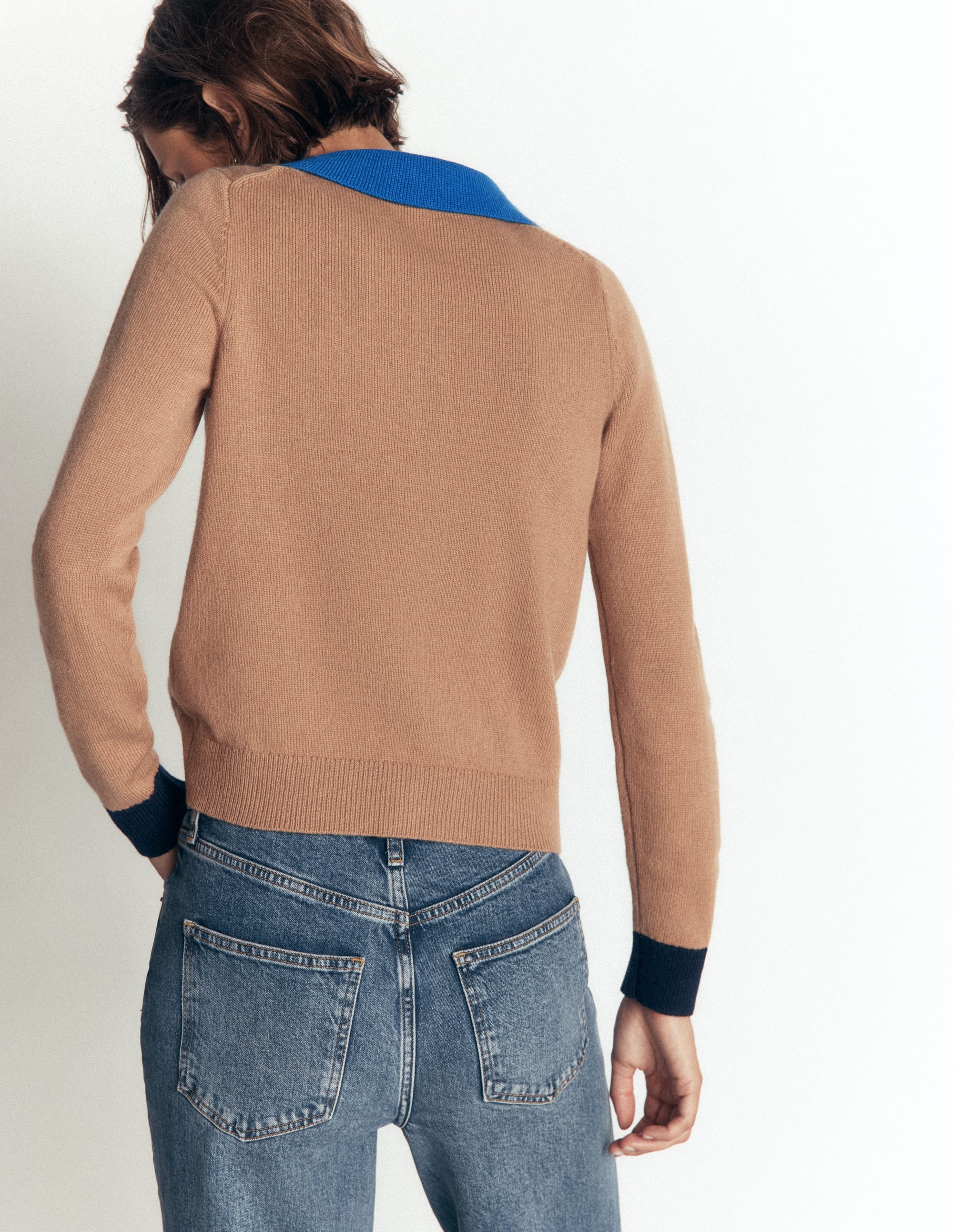Ariadne Alpaca Blend Cardigan-Camel Melange, Colour Block - Image 3