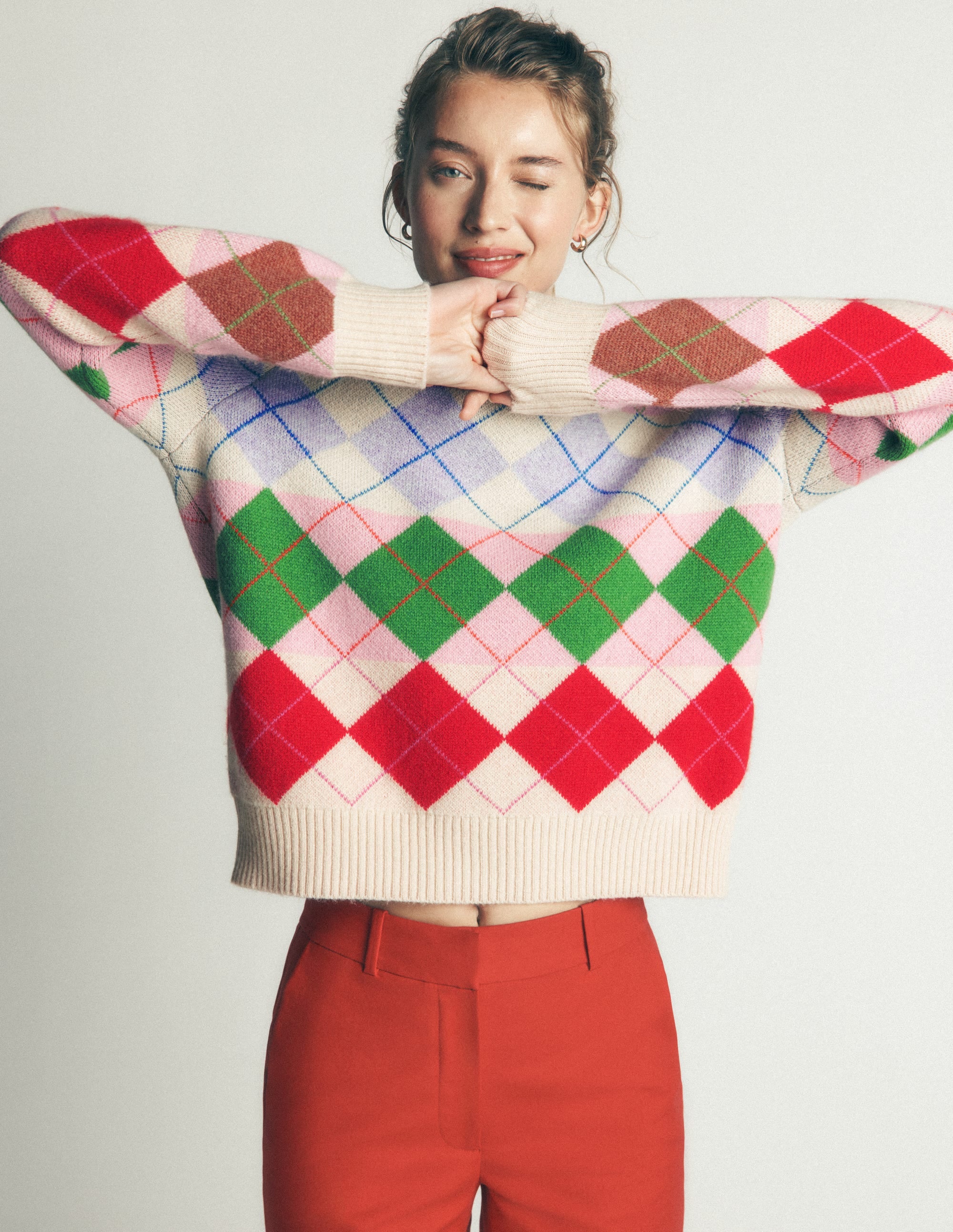 Ariadne Alpaca Blend Jumper-Multi Argyle - Image 6