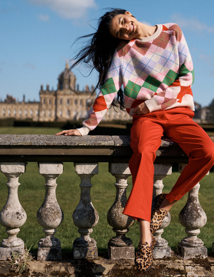 Ariadne Wool Blend Jumper-Multi Argyle