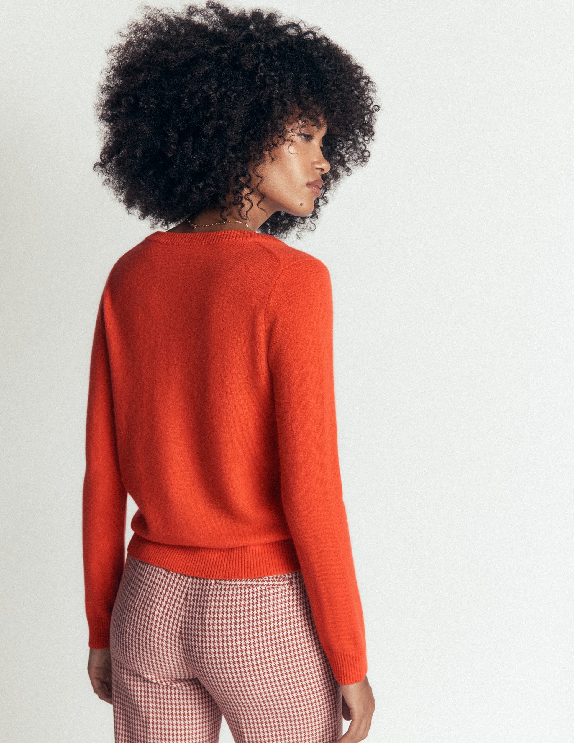 Elsie Cashmere V Neck Jumper-Orange Lily-3