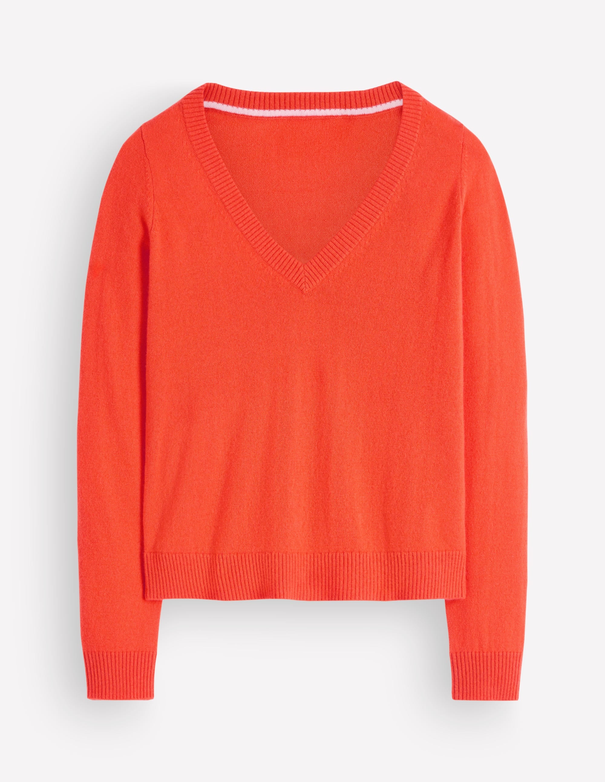 Elsie Cashmere V Neck Jumper-Orange Lily - Image 5