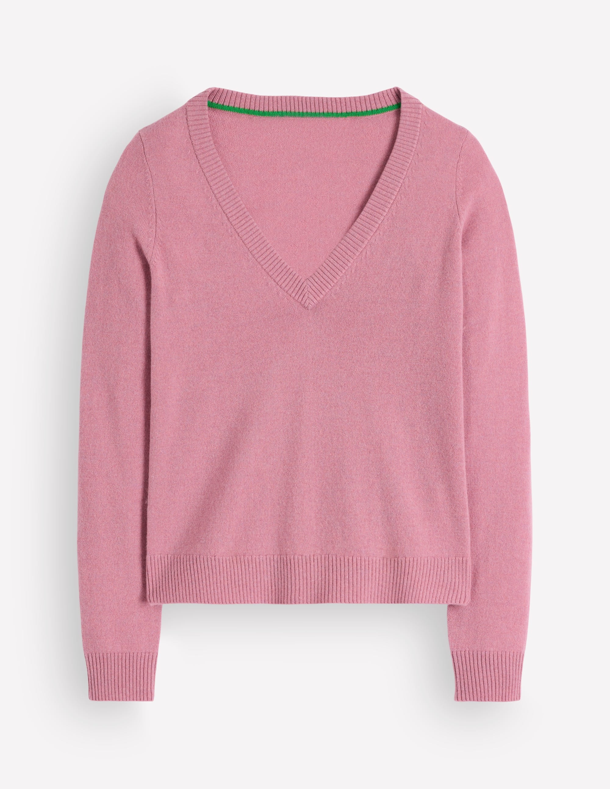 Elsie Cashmere V Neck Jumper-Pink Heather - Image 6