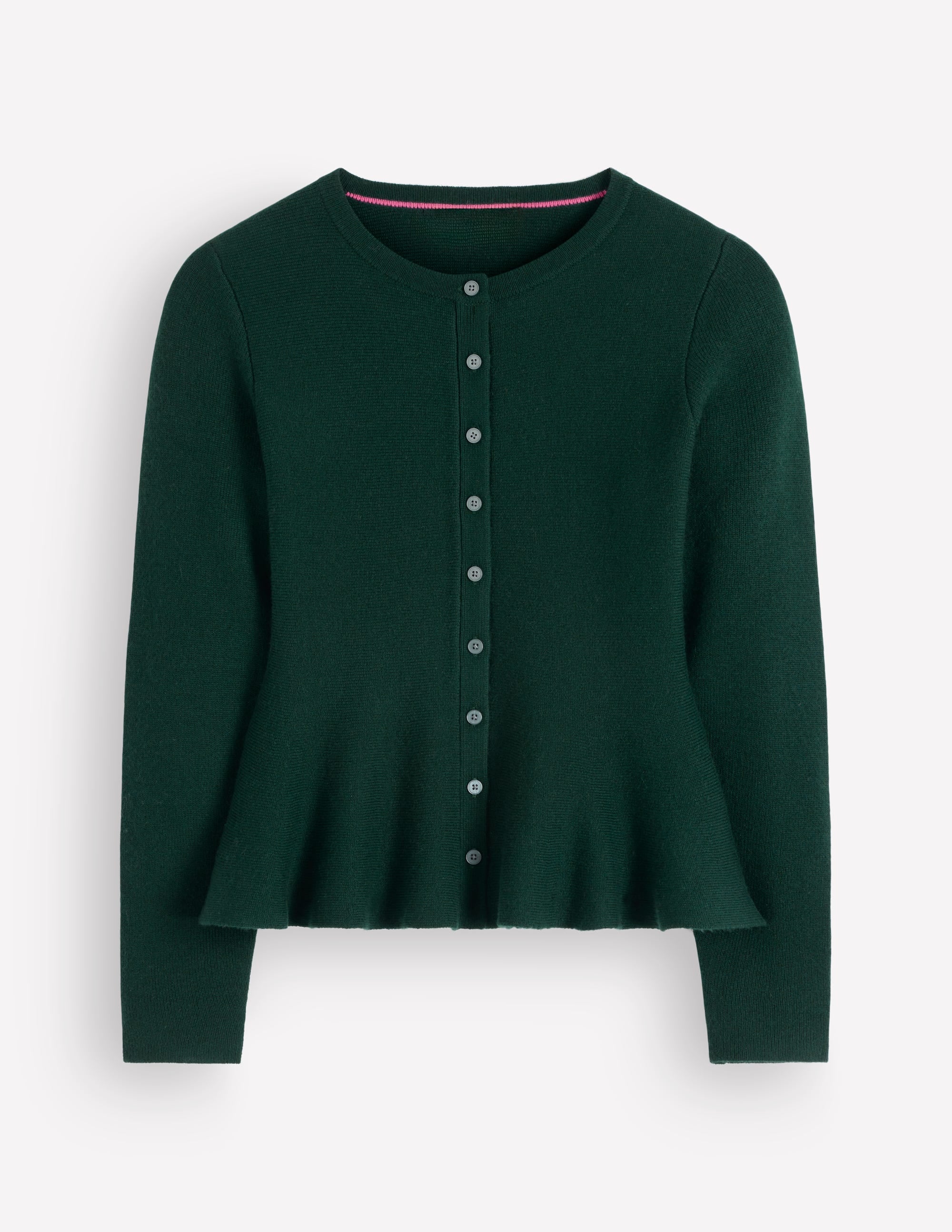 Fitted Wool Peplum Cardigan-Sea moss - Image 6