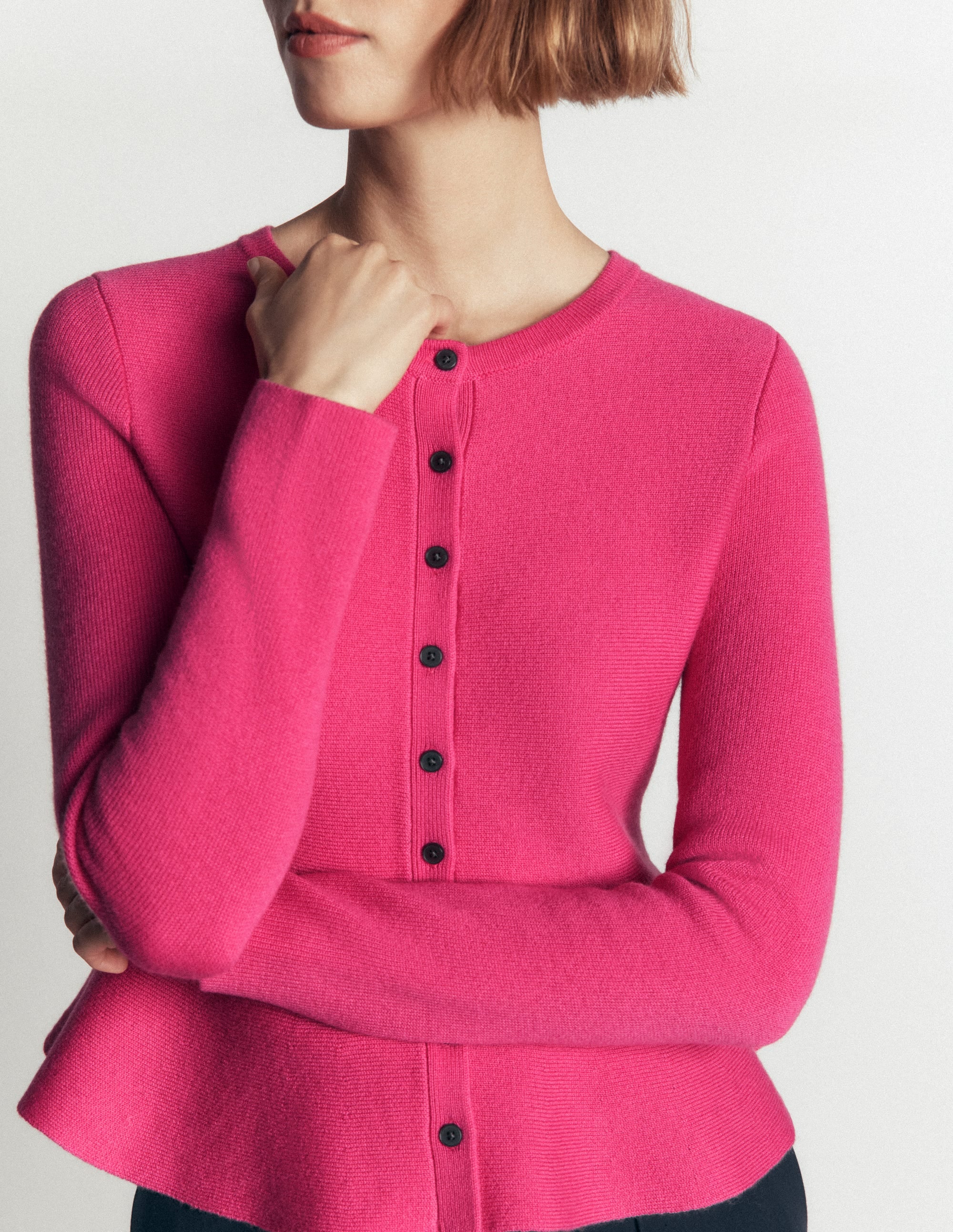 トップス Shimmer Knit Peplum Cardigan rose Fitted Wool Peplum Cardigan - Pink | Boden Global