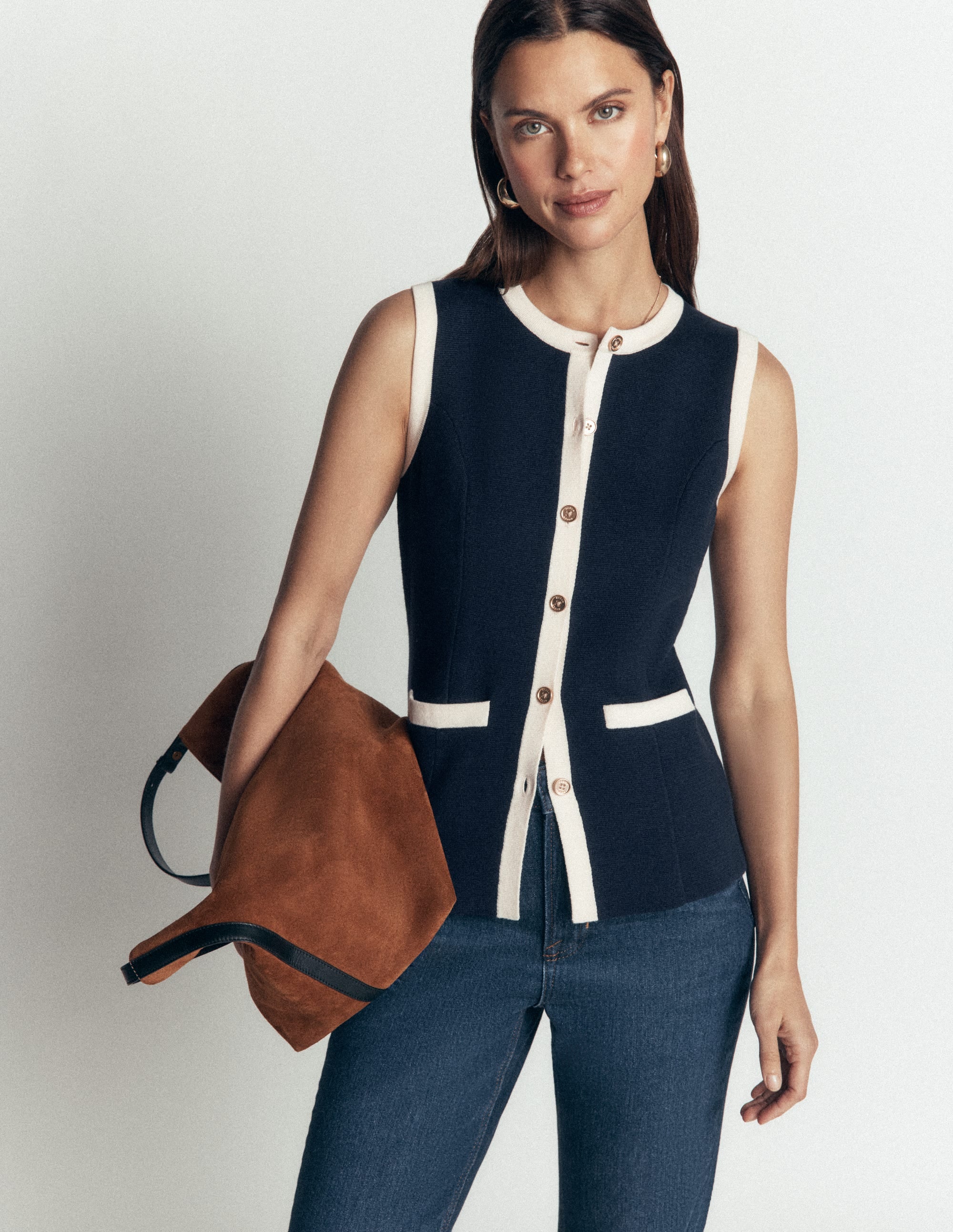 Crew Milano Waistcoat-Navy - Image 1