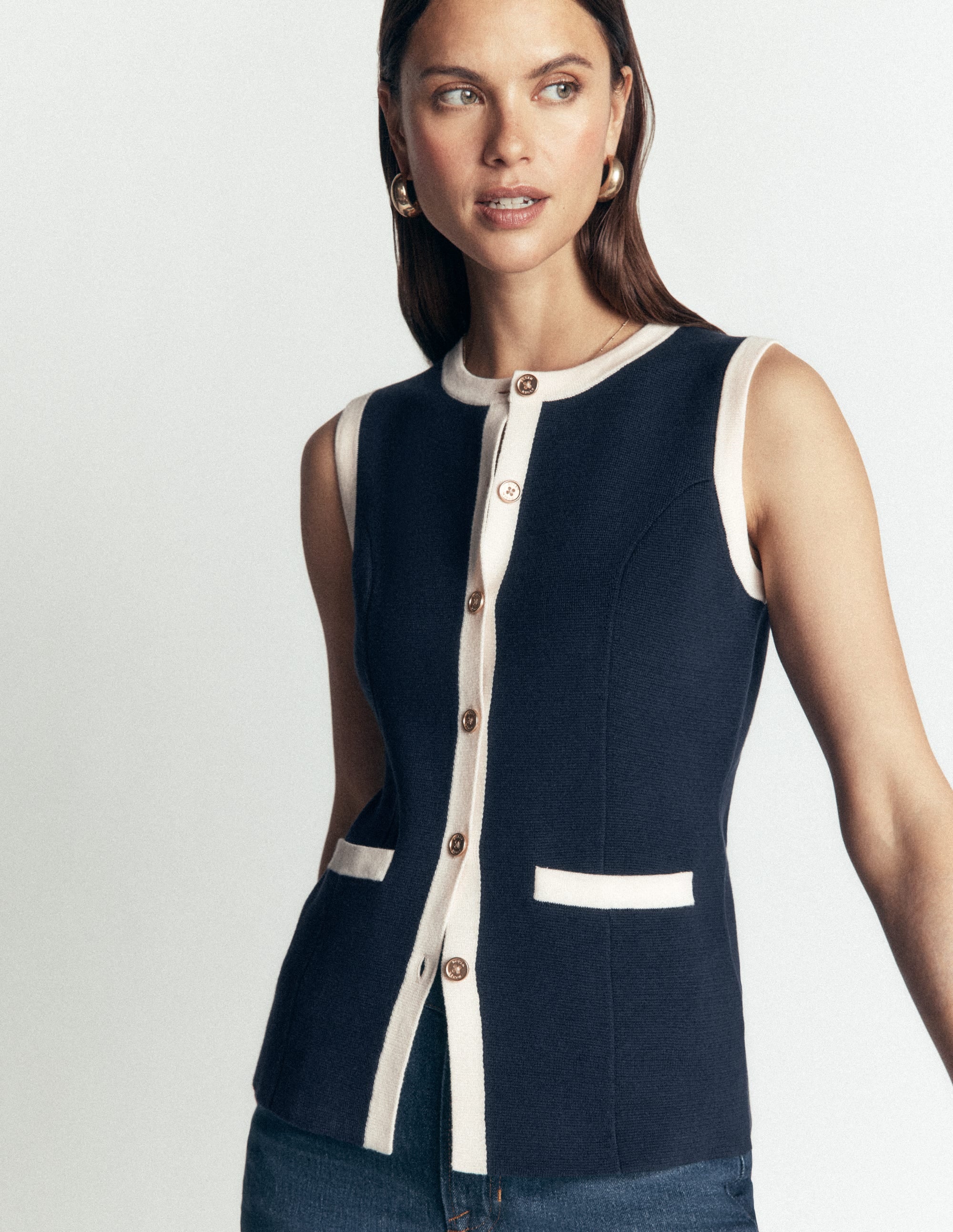 Crew Milano Waistcoat-Navy - Image 2