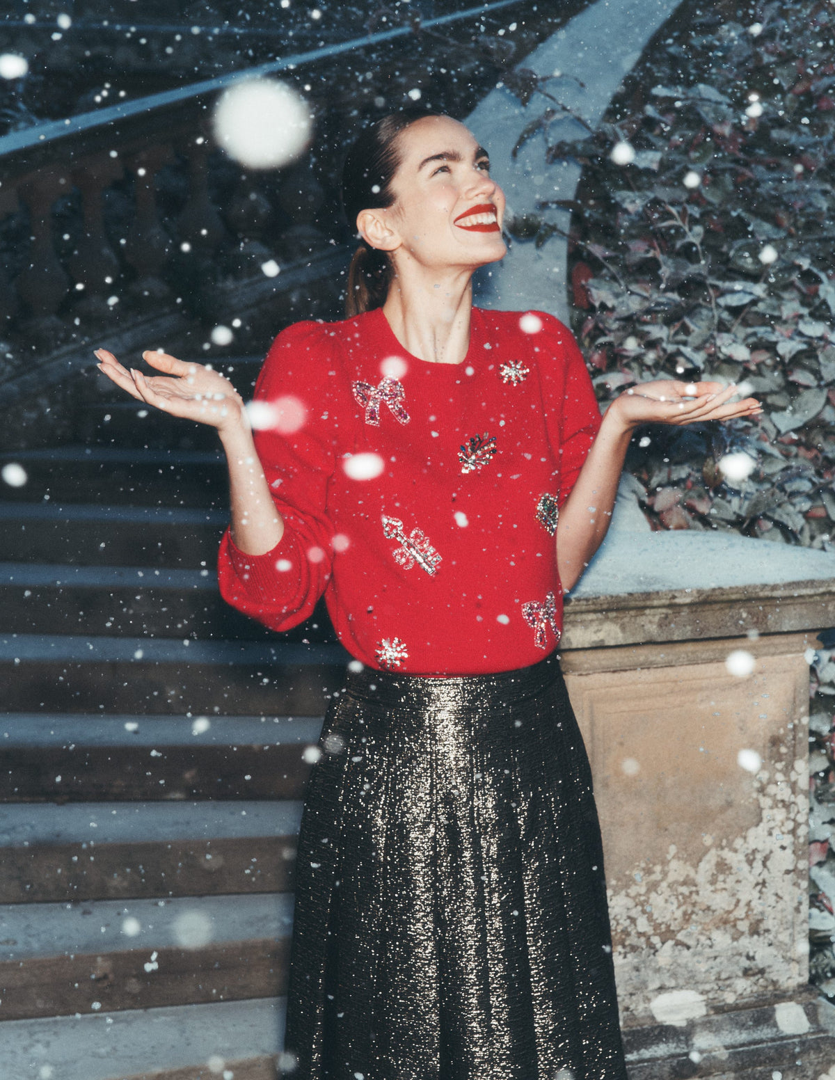 Ria Embellished Knit Jumper-Red Christmas - Image 5