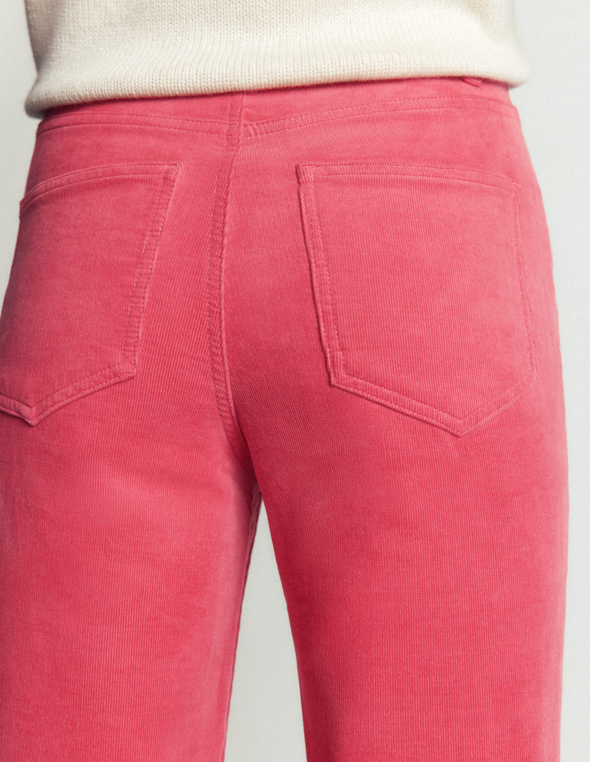 High Rise Cord Slim Jeans-Holly Berry-2