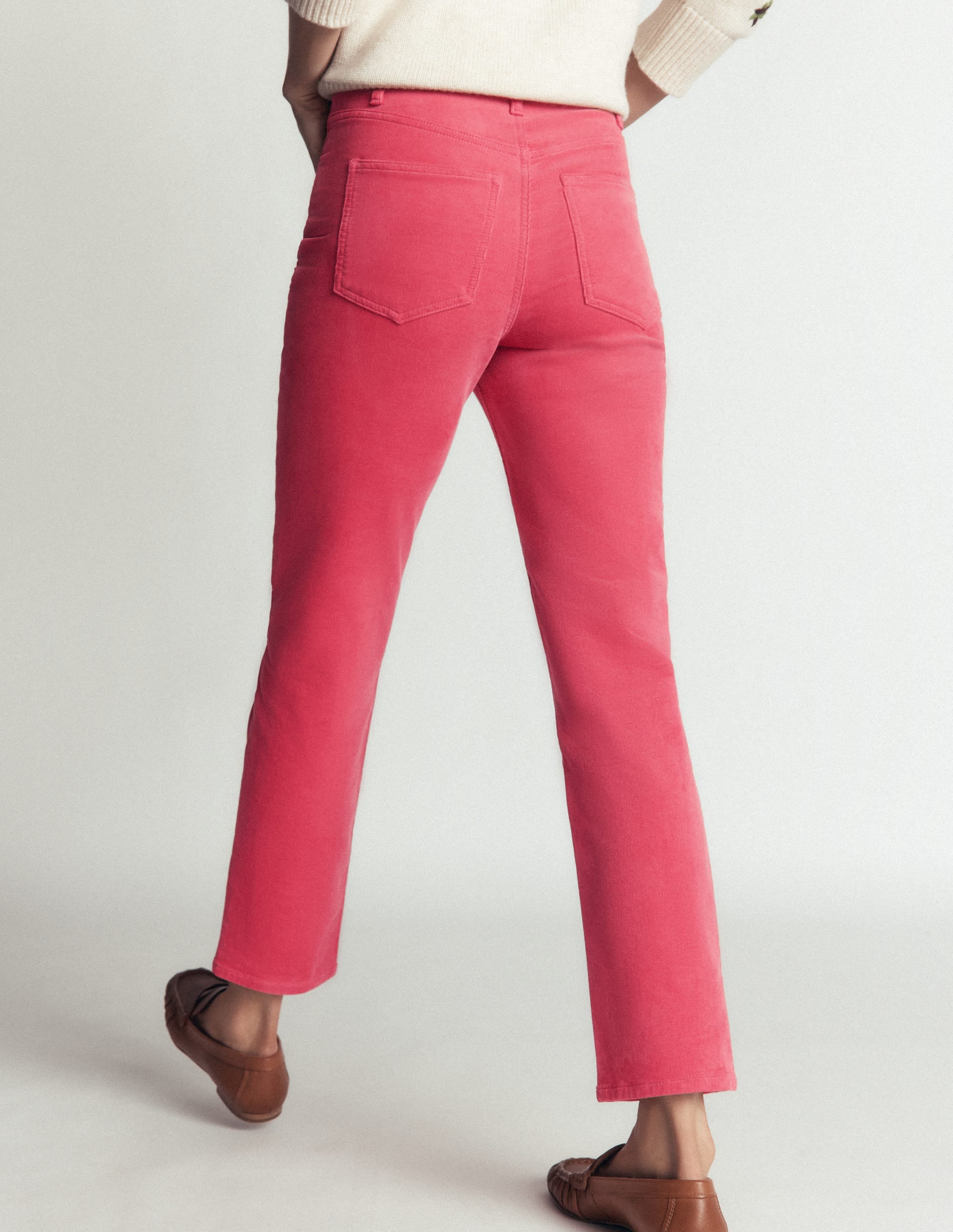 High Rise Cord Slim Jeans-Holly Berry - Image 3