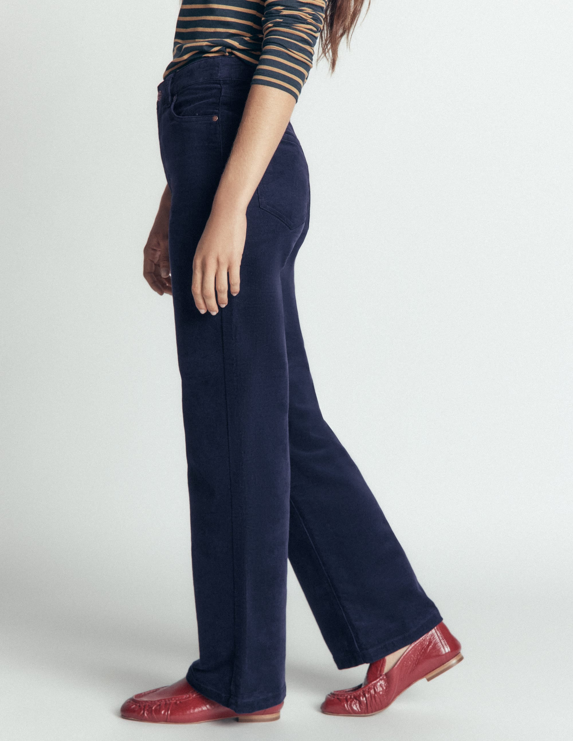 High Rise Cord Column Jeans-Navy - Image 5