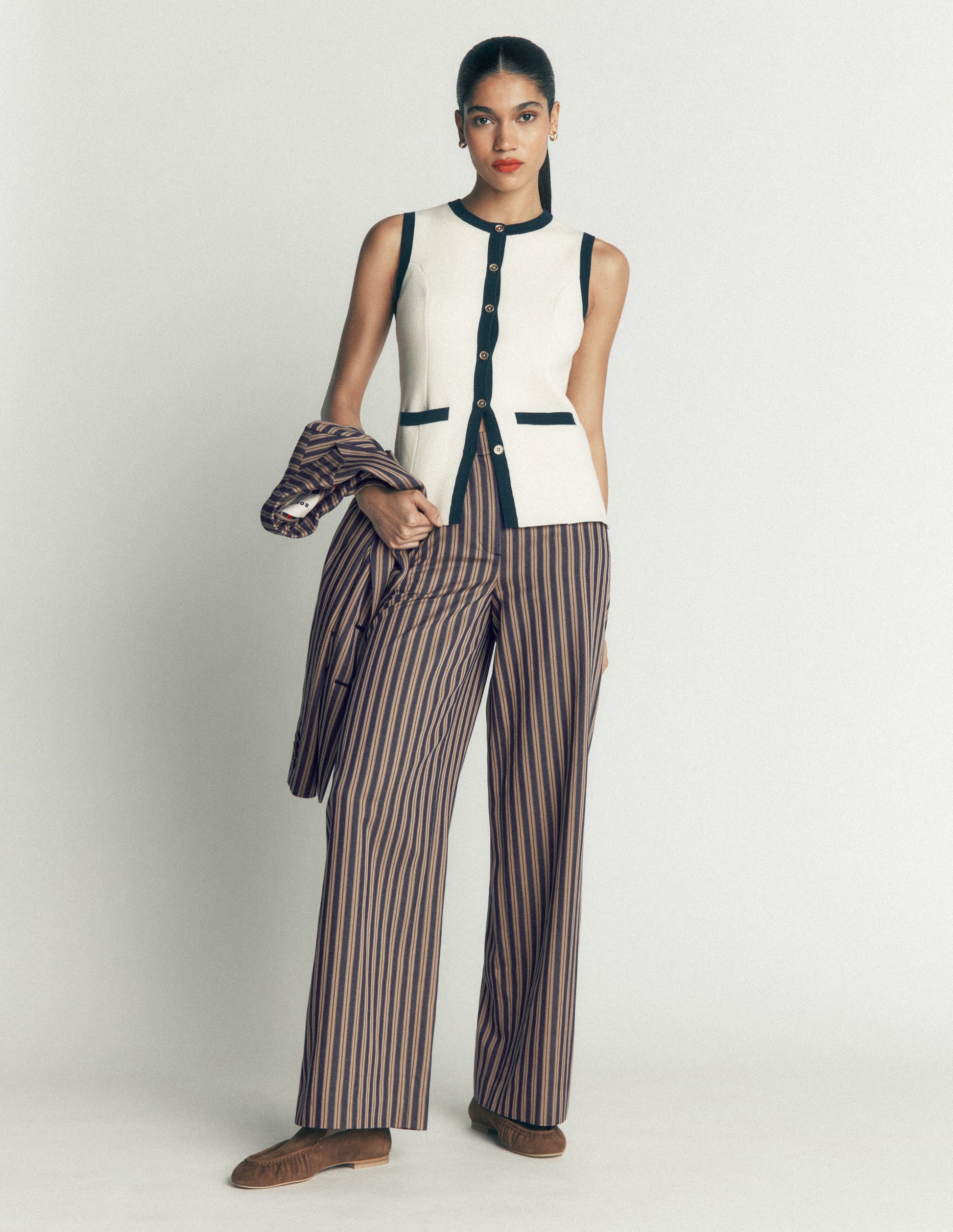 Belgravia Tailored Trousers-Navy, Camel Stripe-6