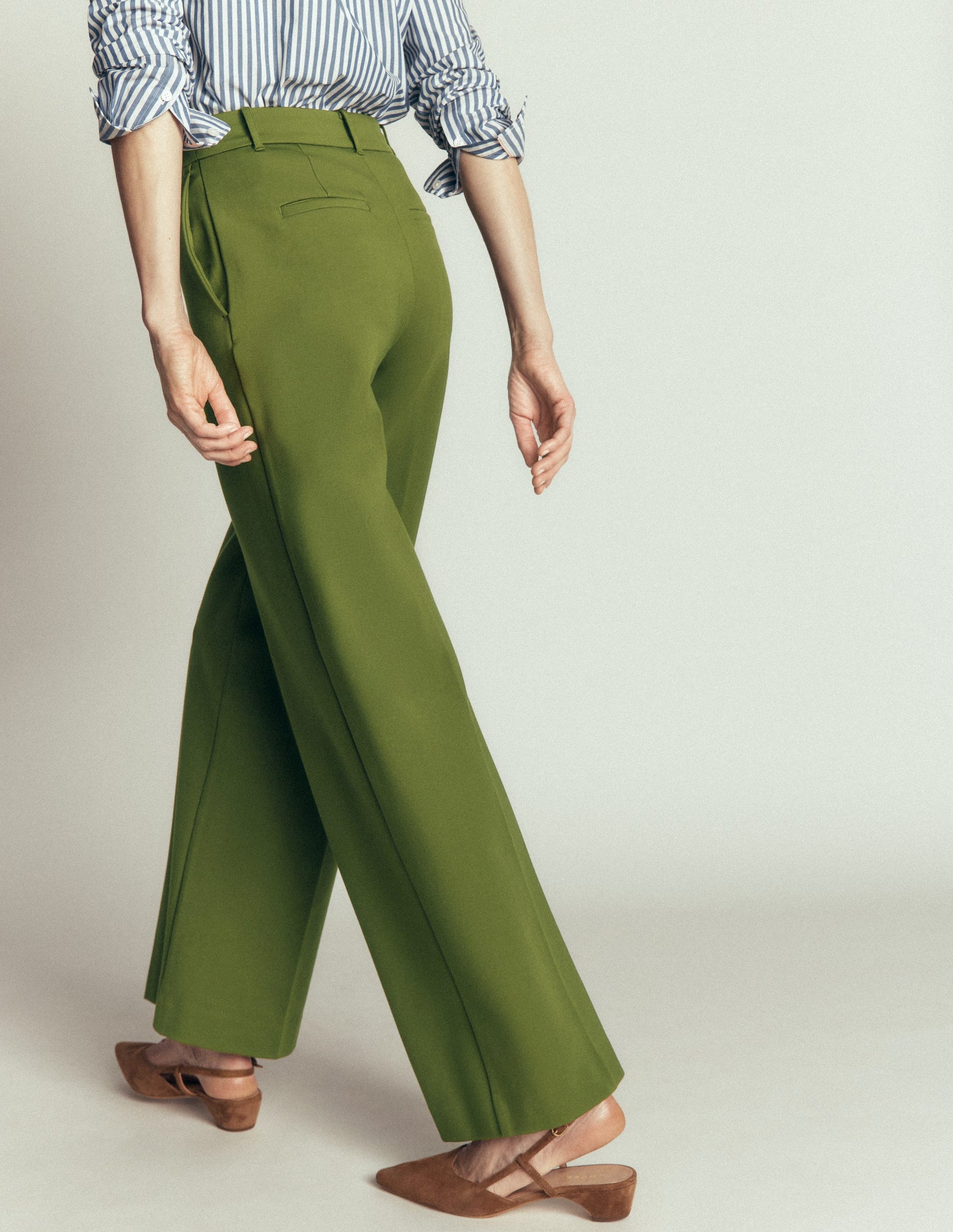Belgravia Ponte Trousers-Forest Green-2