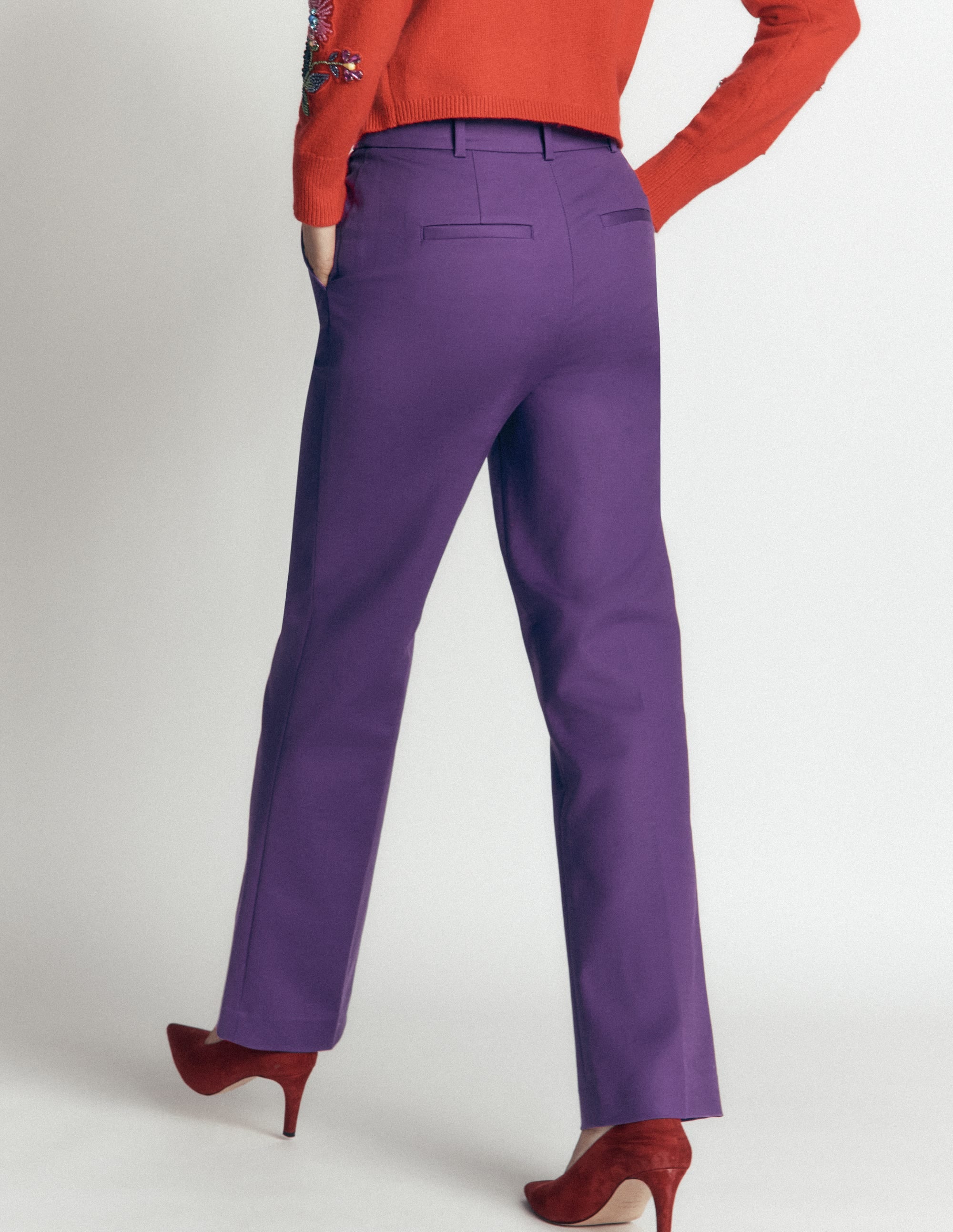 Canonbury Cotton Trousers-Deep Grape - Image 4