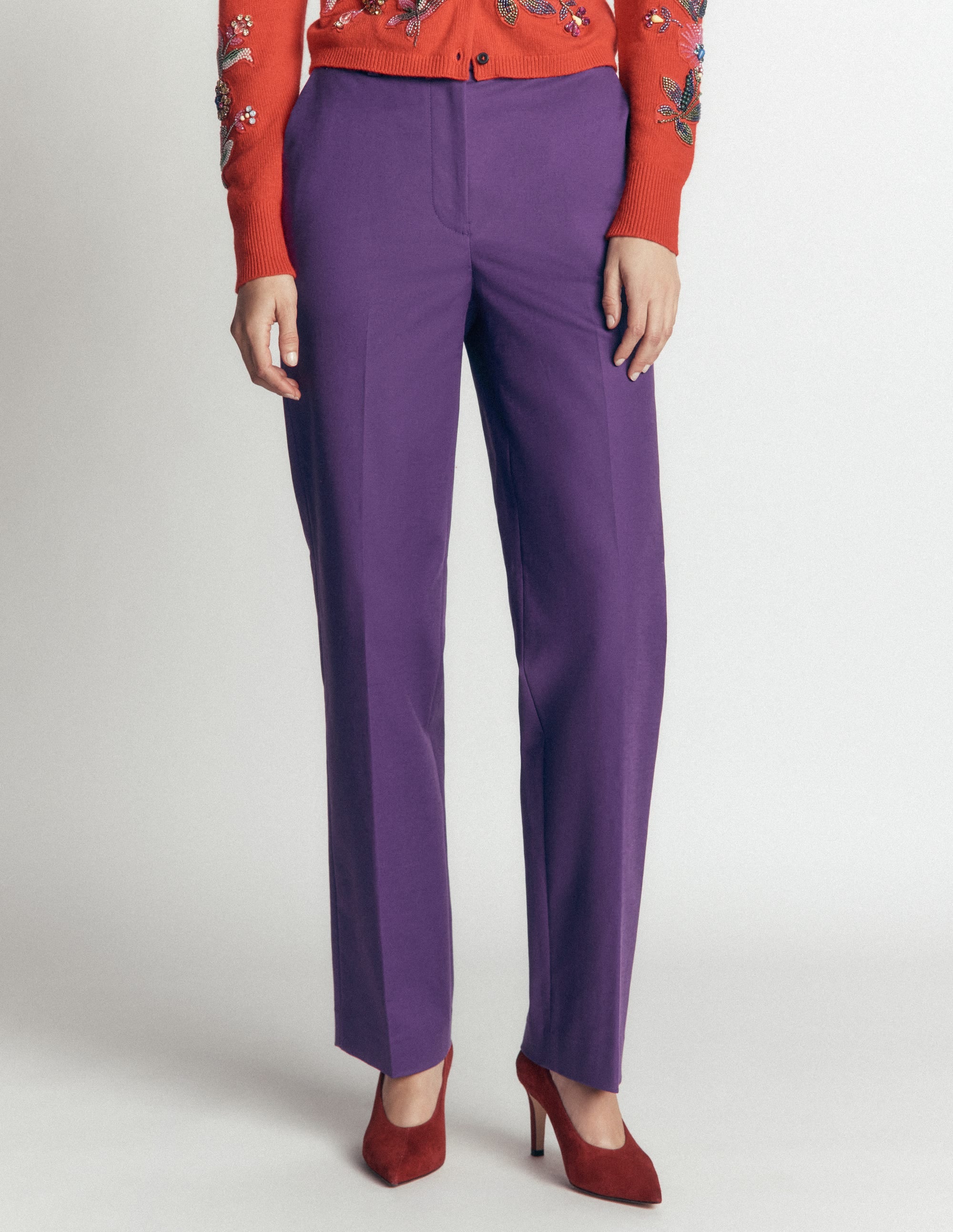 Canonbury Cotton Trousers-Deep Grape - Image 6