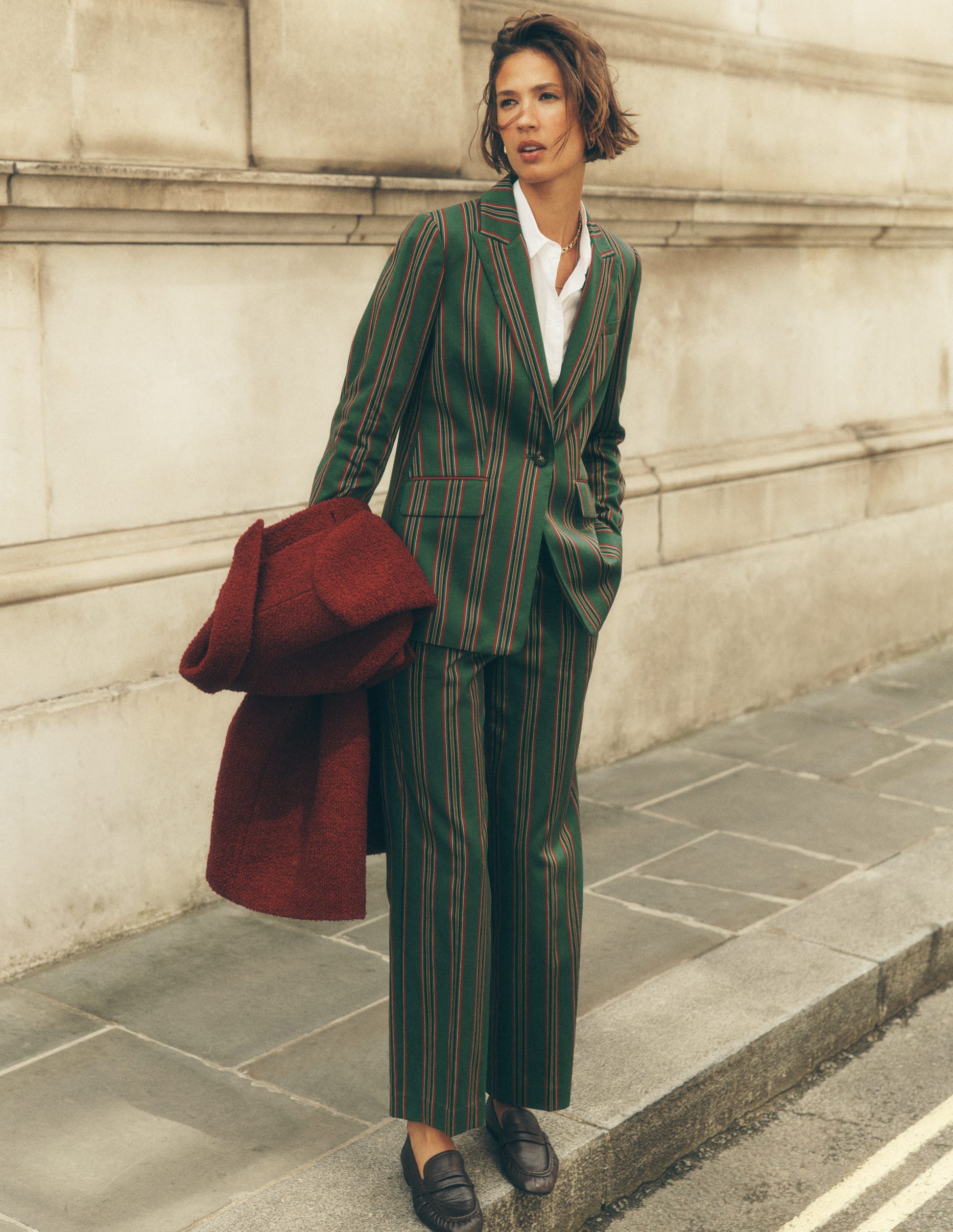 Canonbury Tailored Trousers-Green Stripe-1