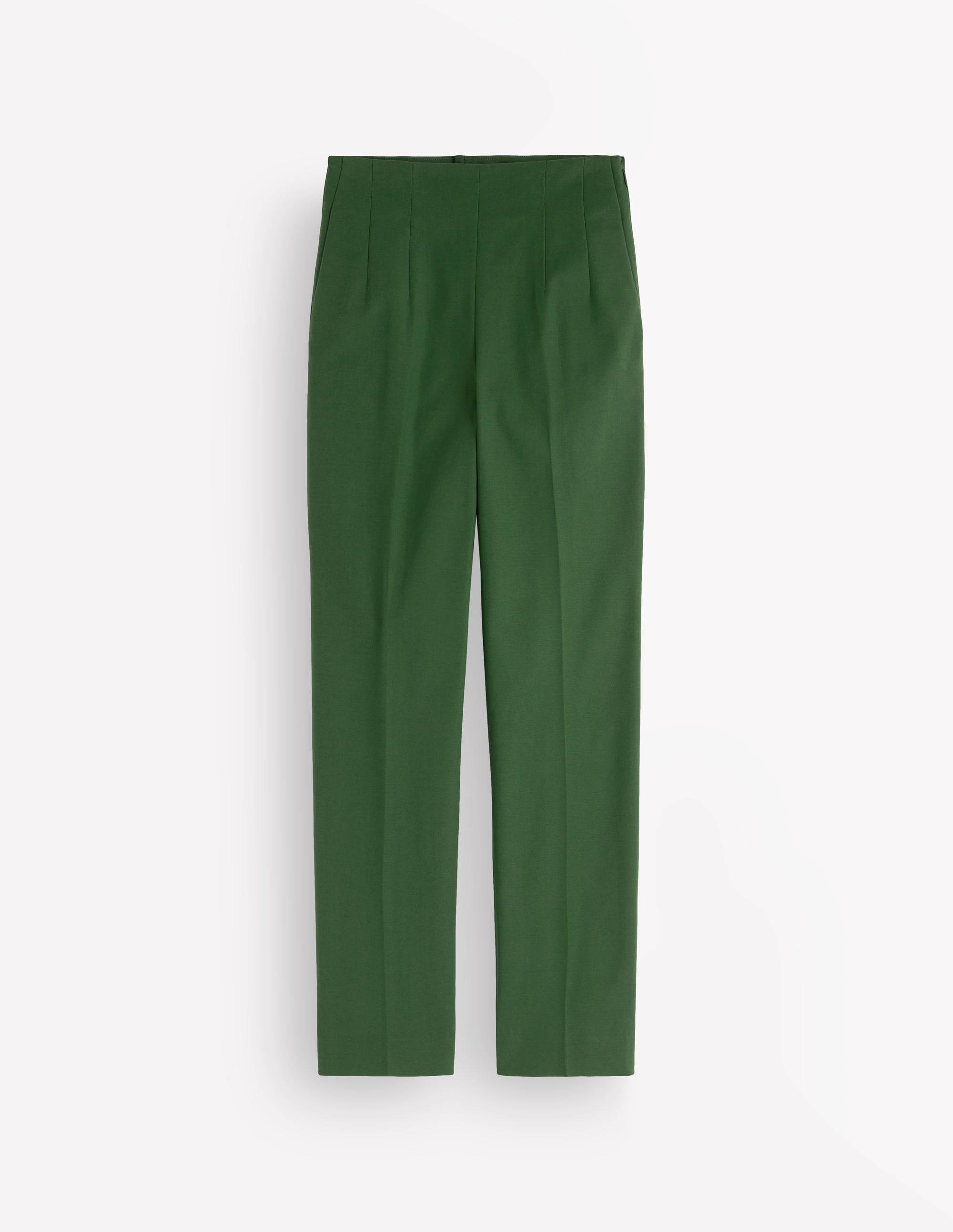Slim Leg Cotton Trousers-Dark Green - Image 6