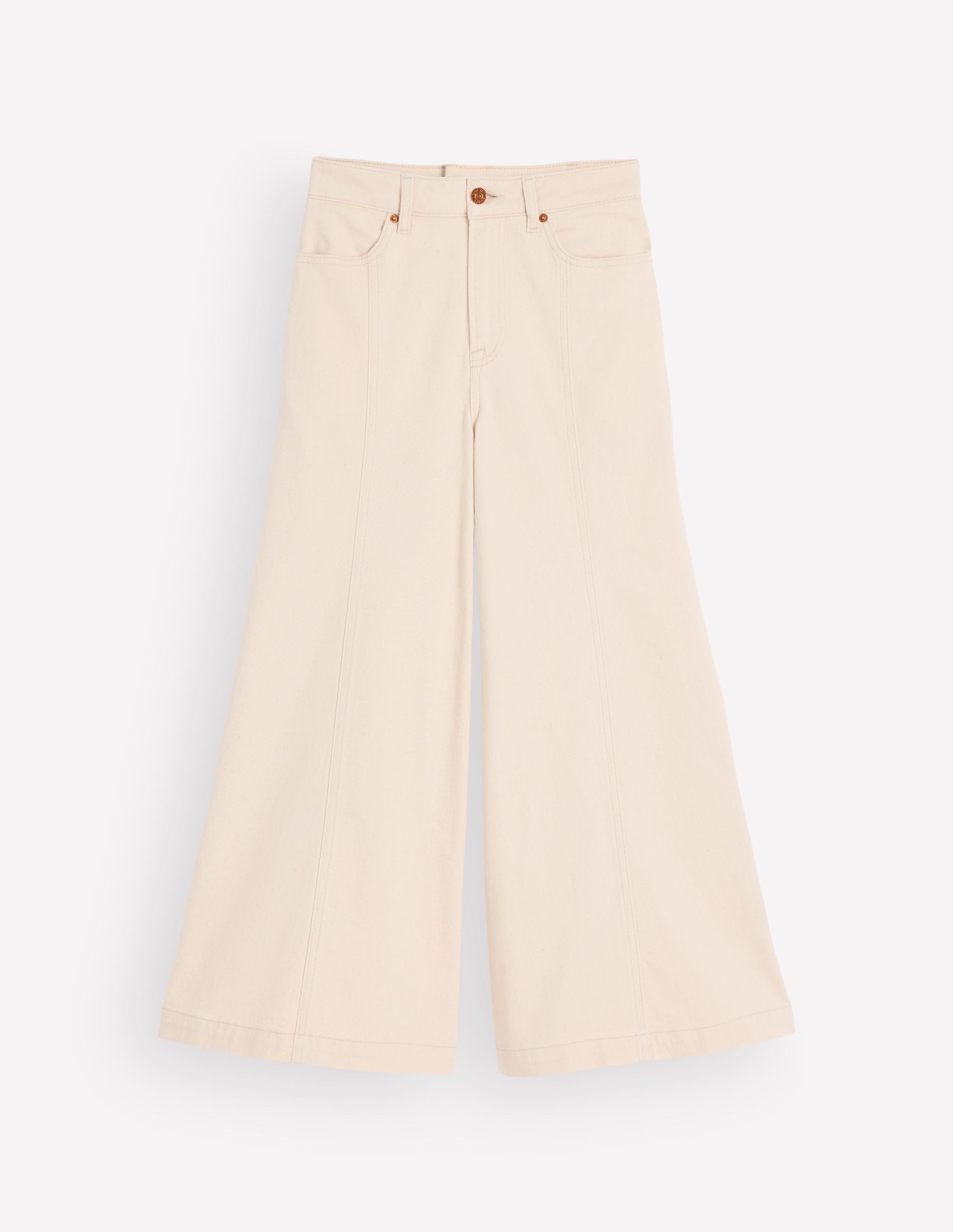 Wide Leg Culotte Jeans-Ecru - Image 6