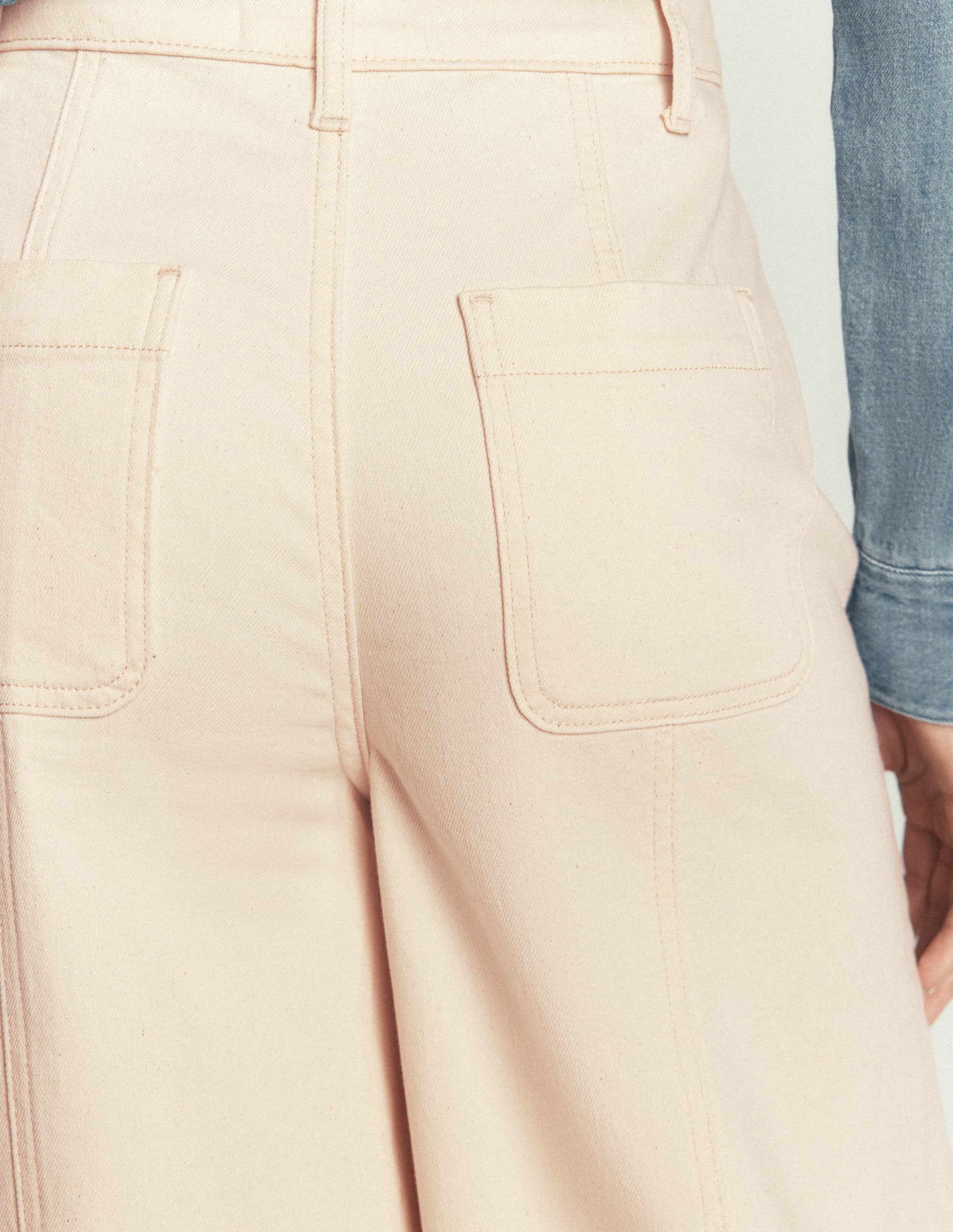 Wide Leg Culotte Jeans-Ecru-5
