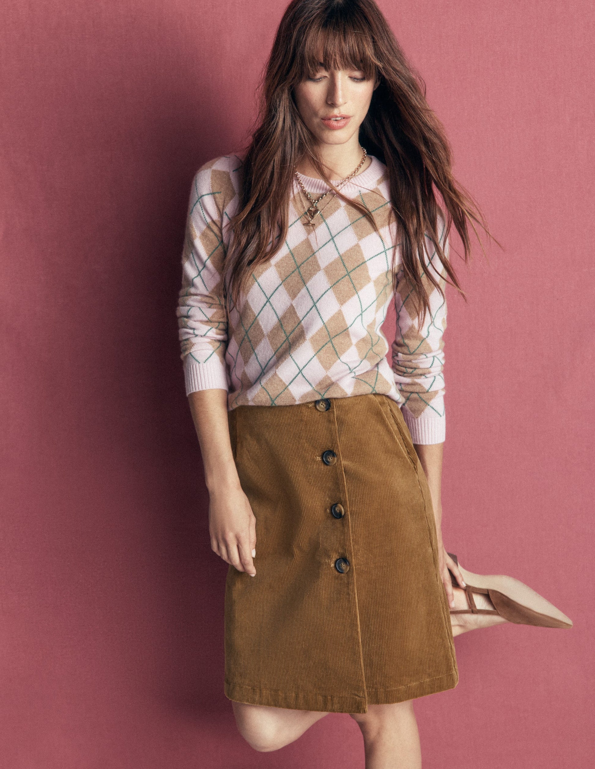 Evelyn Button Cord Wrap Skirt-Gingerbread-1