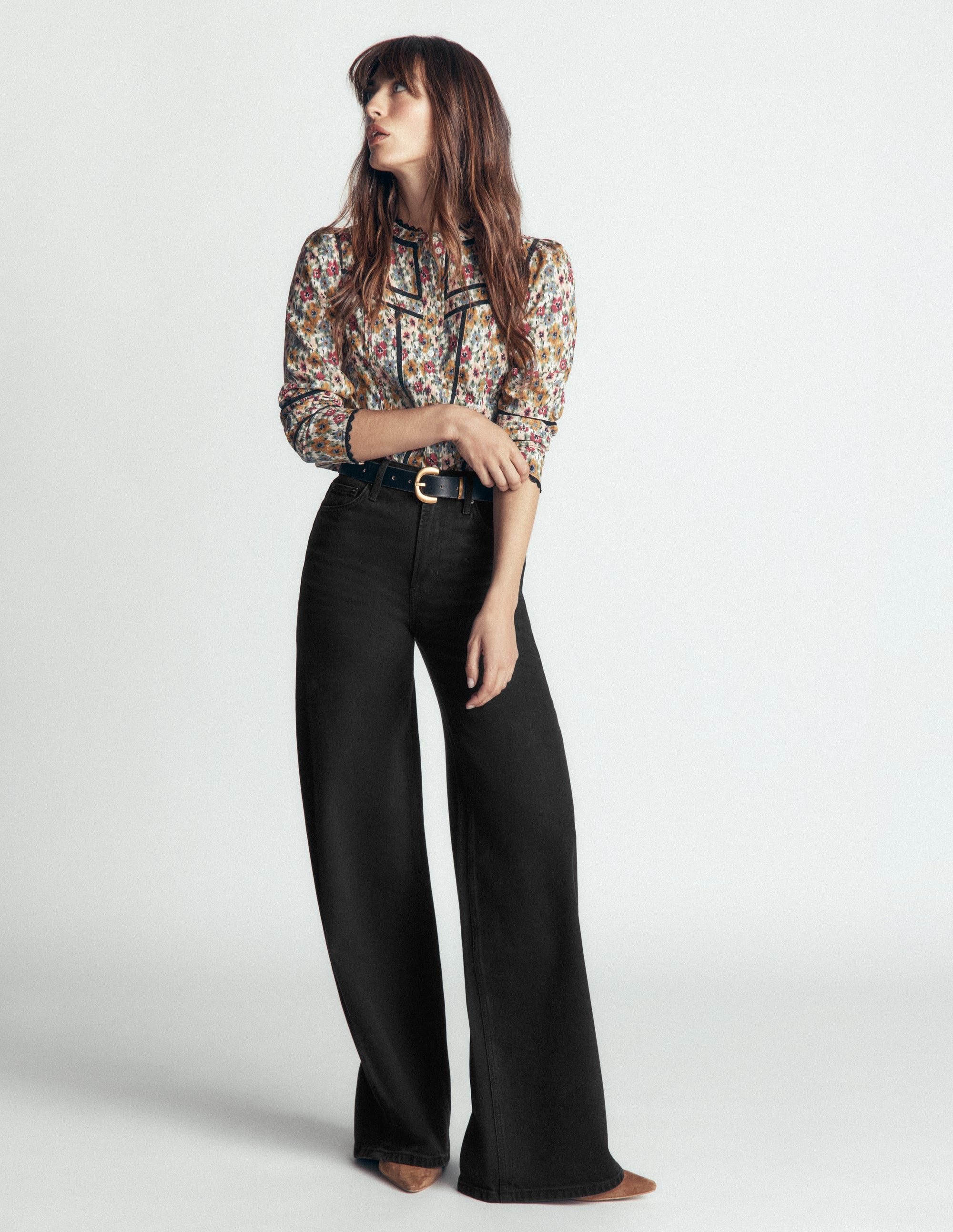 High Rise Wide Leg Jeans-Washed Black - Image 4