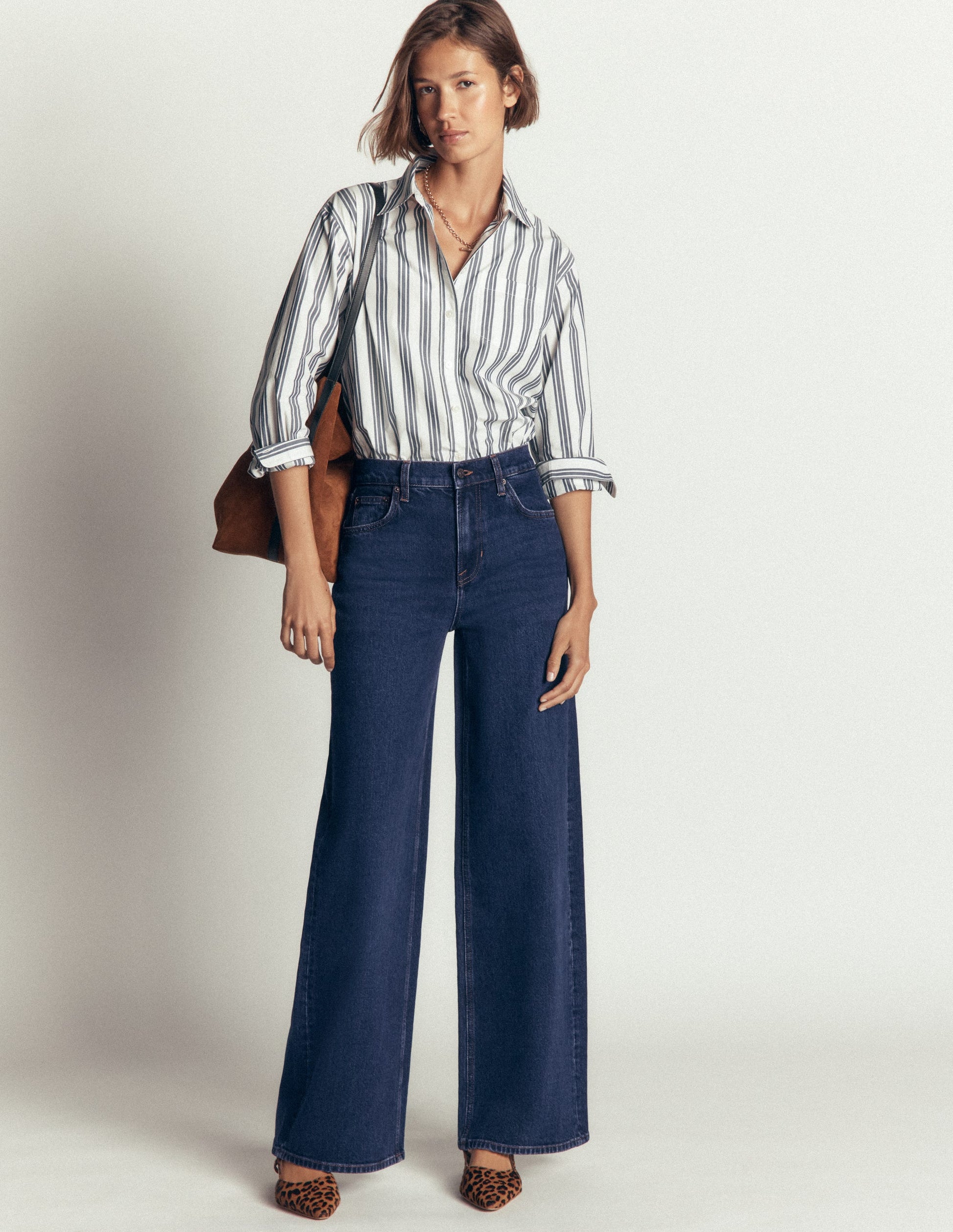 High Rise Wide Leg Jeans-Indigo Rinse-1