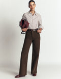 High Rise Wide Leg Jeans-Dark Chocolate