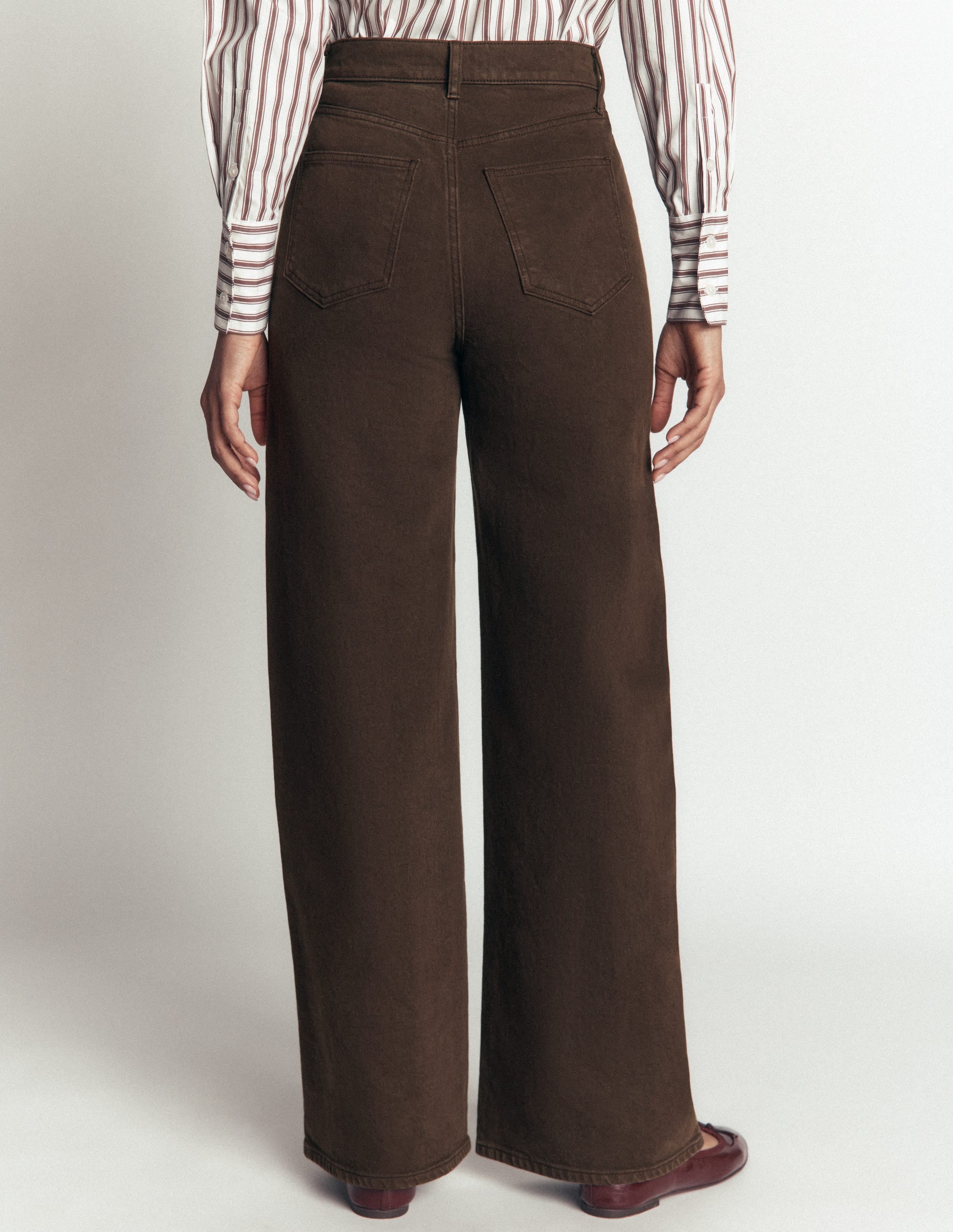 High Rise Wide Leg Jeans-Dark Chocolate - Image 3