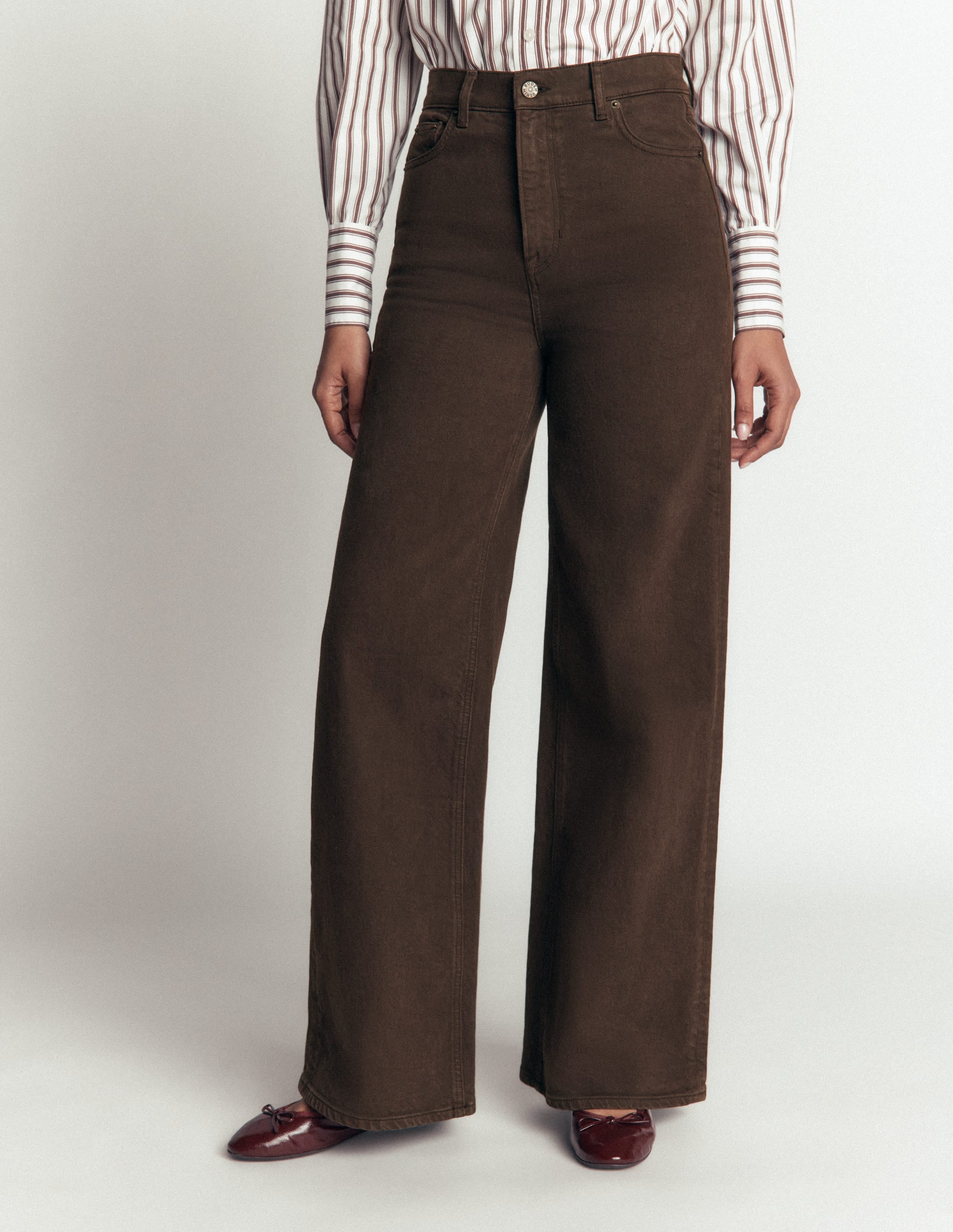 High Rise Wide Leg Jeans-Dark Chocolate - Image 5
