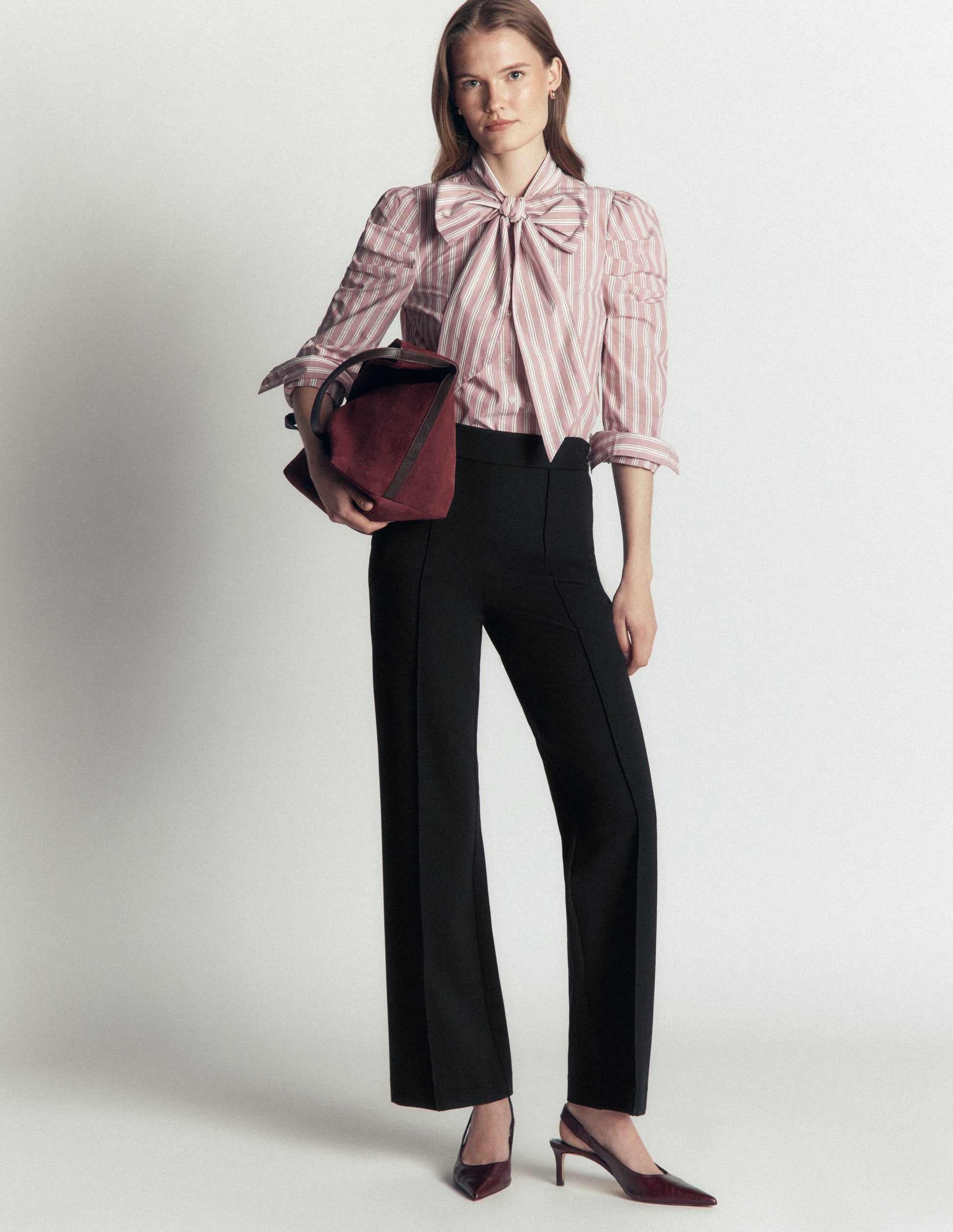 Straight Leg Ponte Trousers-Black-1