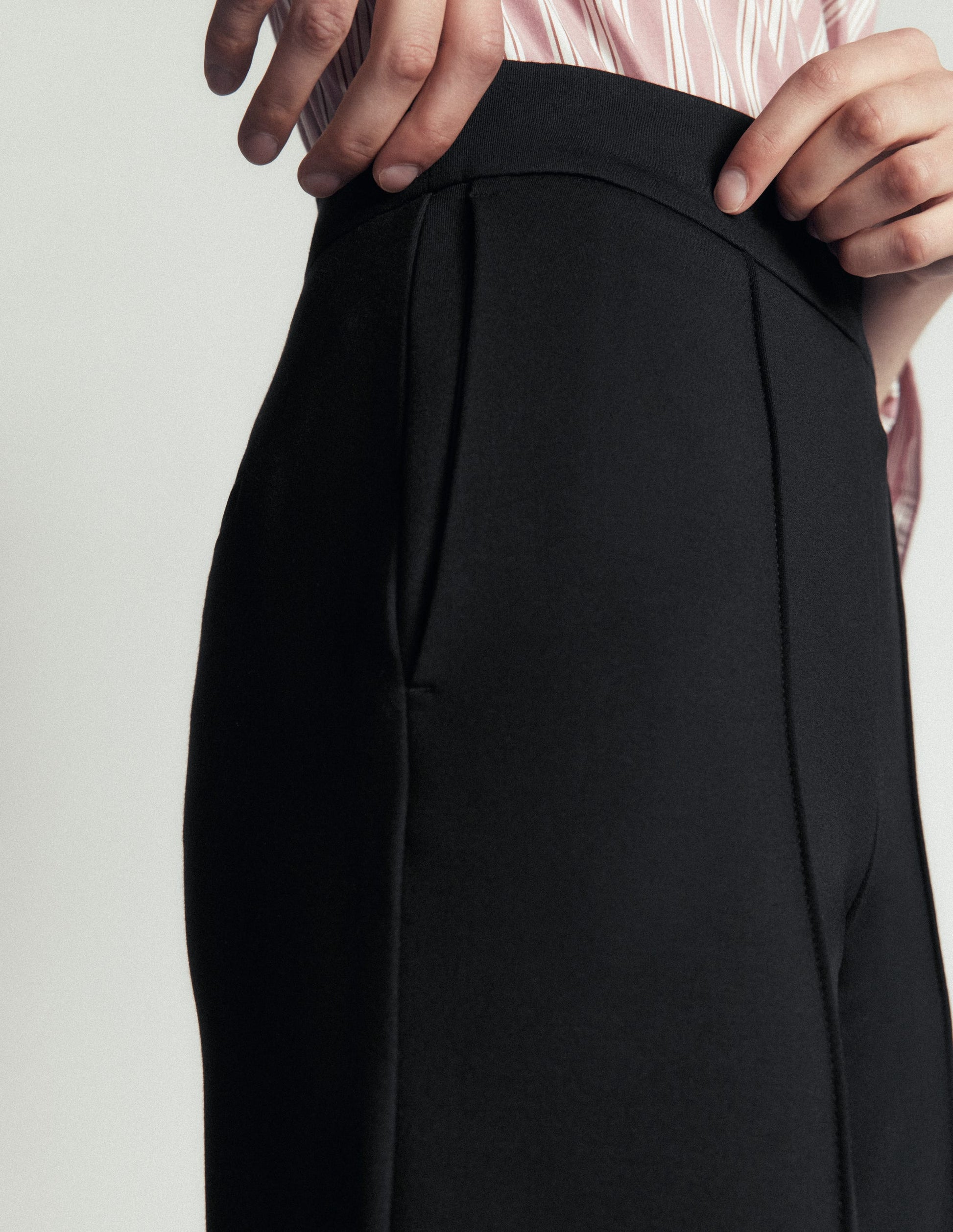 Straight Leg Ponte Trousers-Black-2