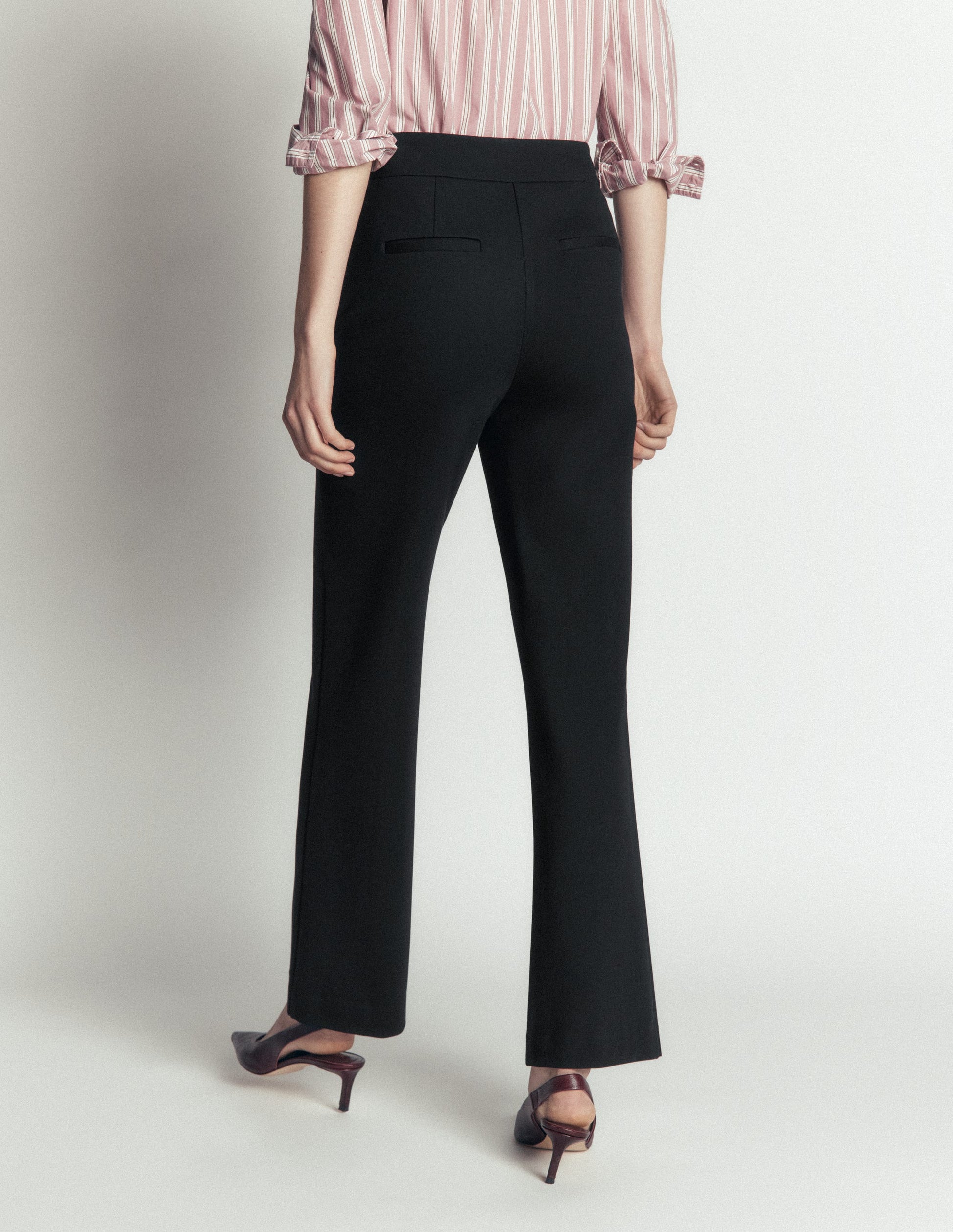 Straight Leg Ponte Trousers-Black-3