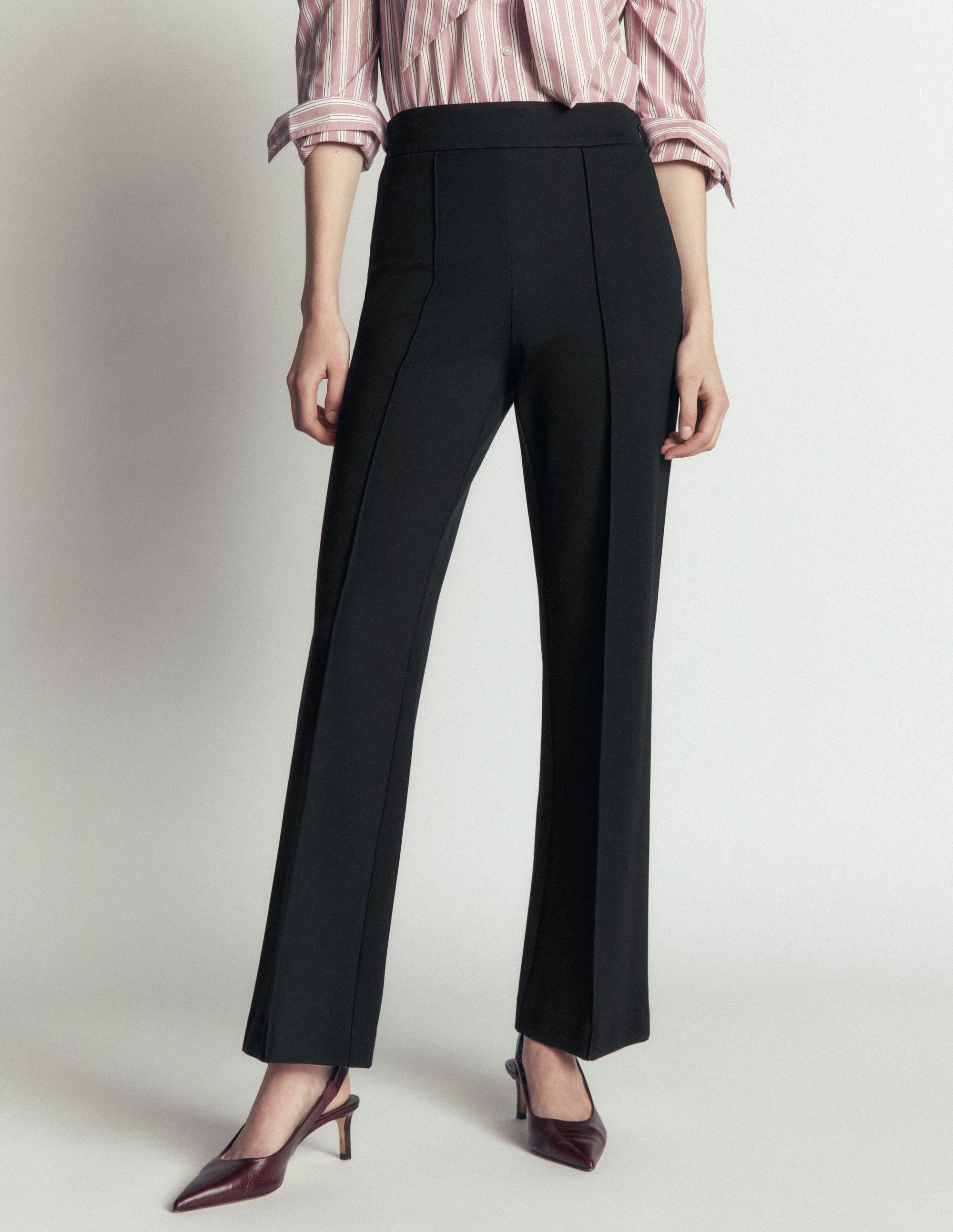 Straight Leg Ponte Trousers-Black - Image 4