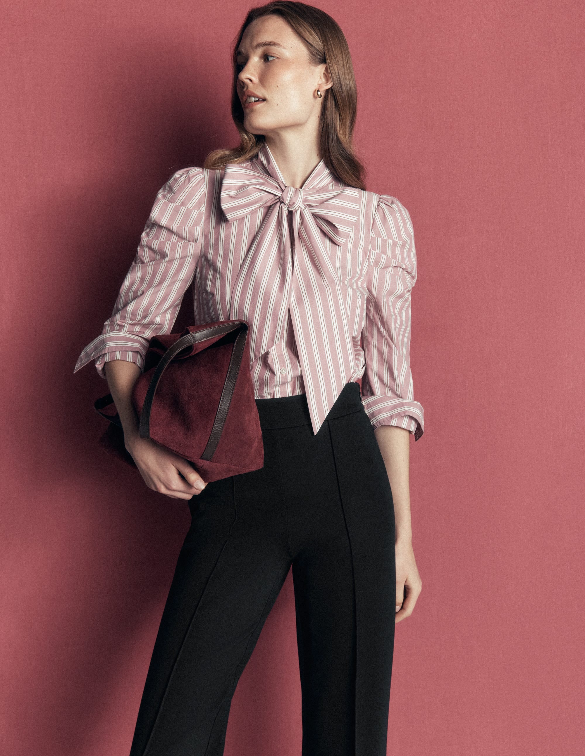 Straight Leg Ponte Trousers-Black - Image 5