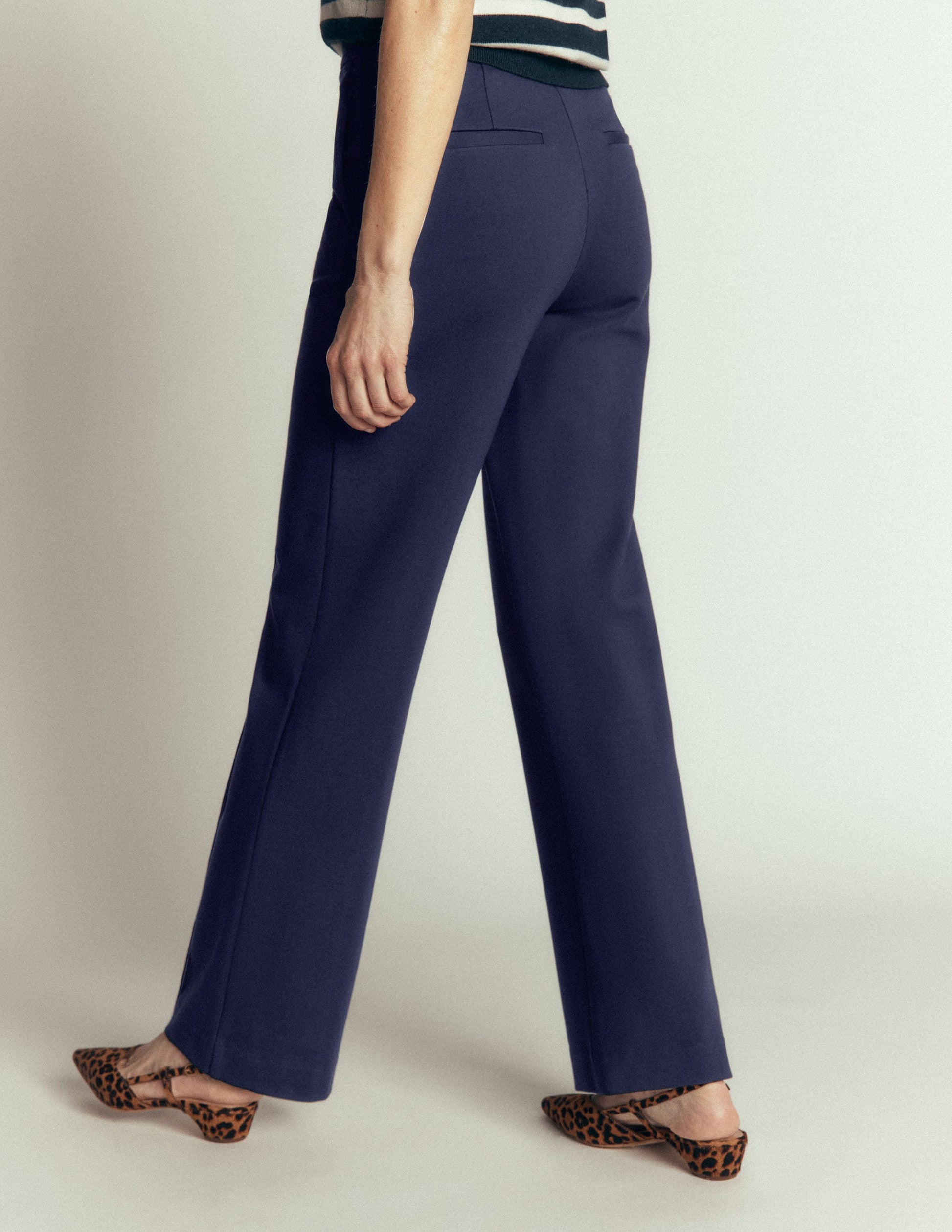 Straight Leg Ponte Trousers-Navy-3
