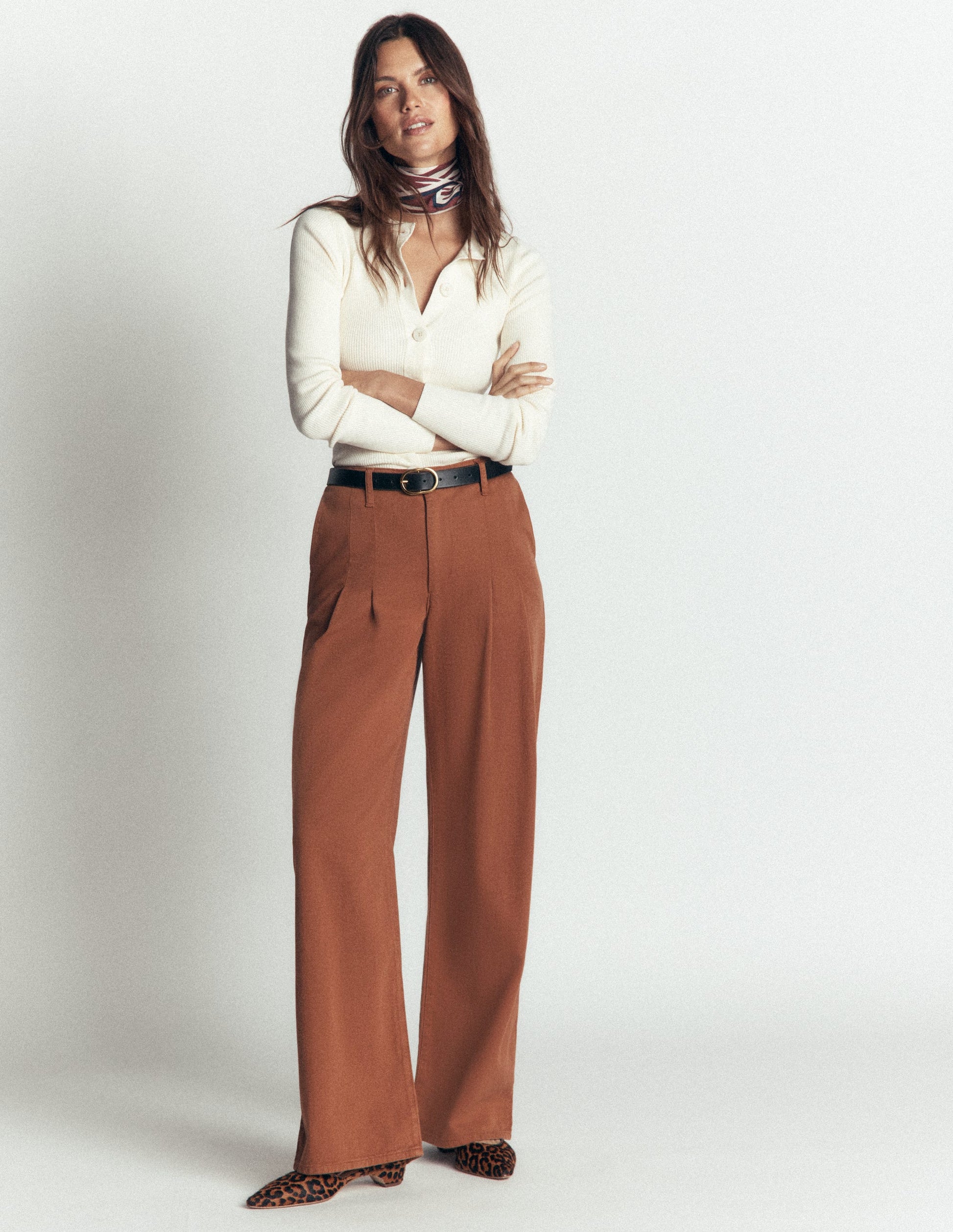 Mayfair Pleat Detail Trousers-Burnt Orange-1