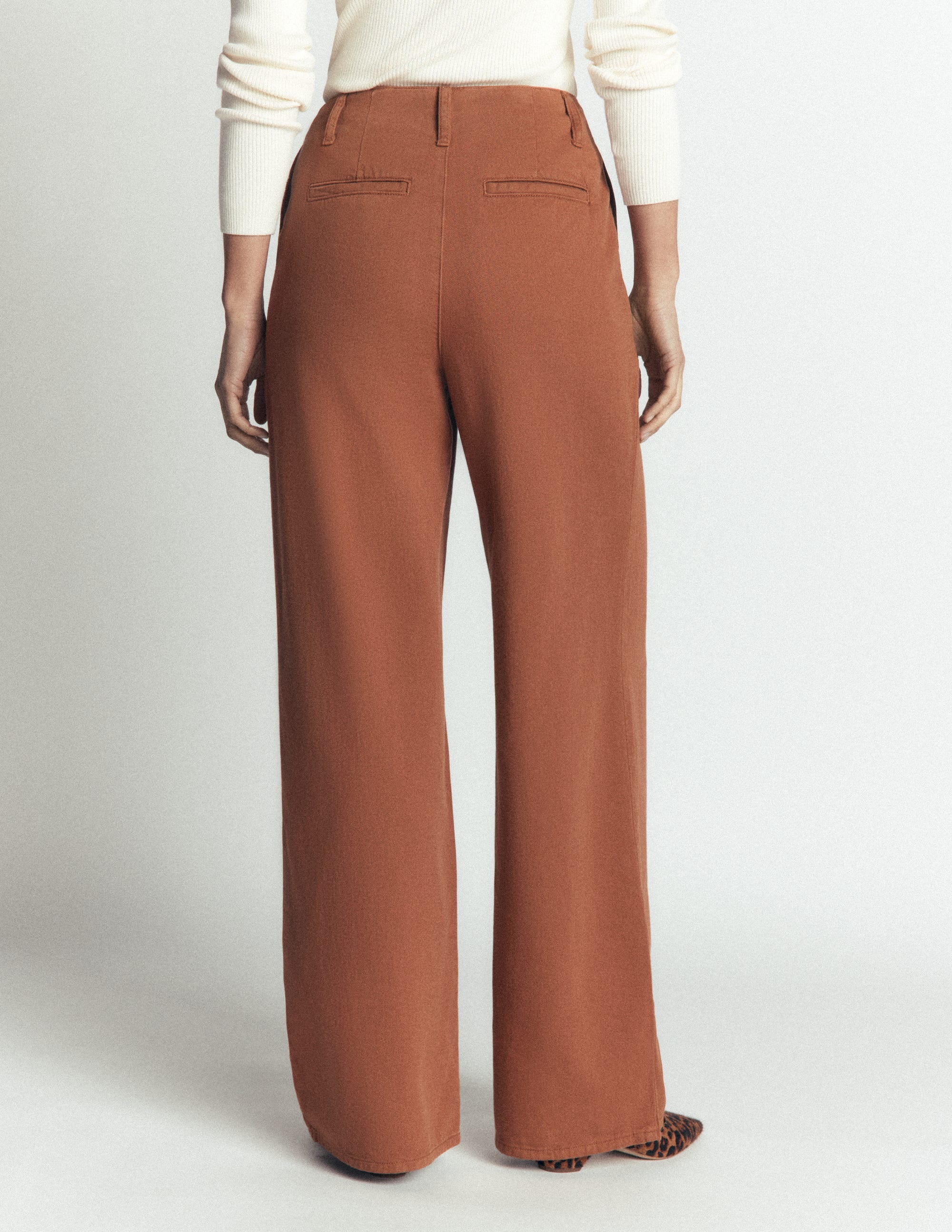 Mayfair Pleat Detail Trousers-Burnt Orange - Image 3