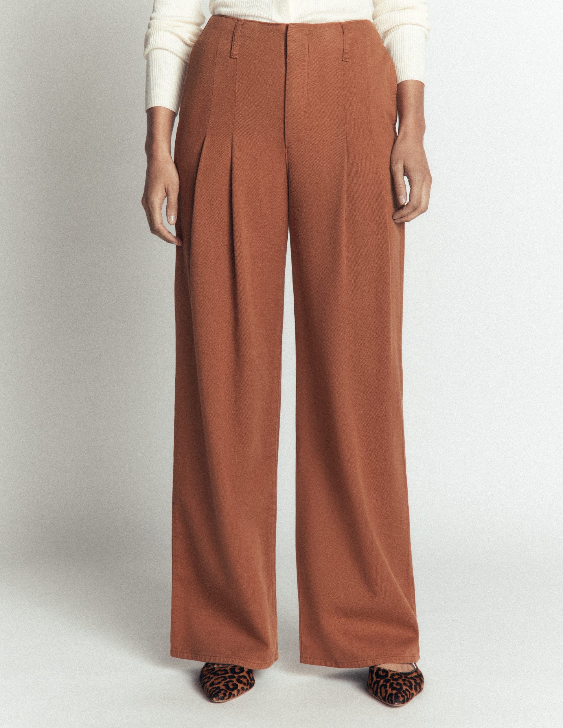 Mayfair Pleat Detail Trousers-Burnt Orange-4