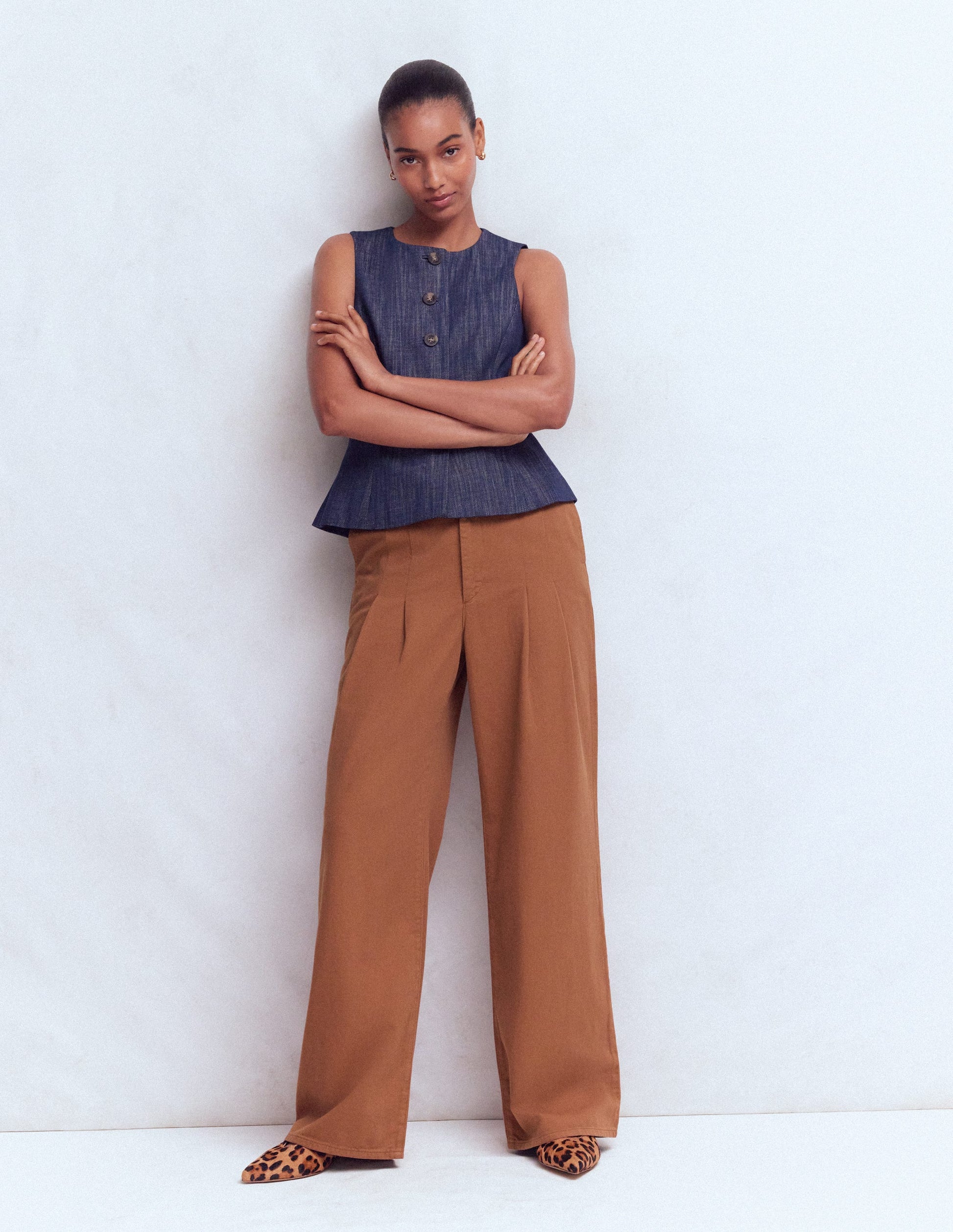 Mayfair Pleat Detail Trousers-Burnt Orange-7