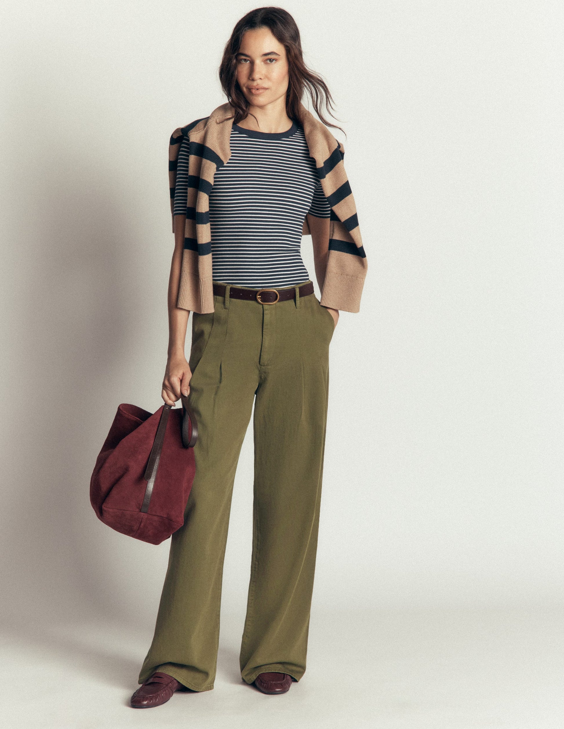 Mayfair Pleat Detail Trousers-Woodland Green-1