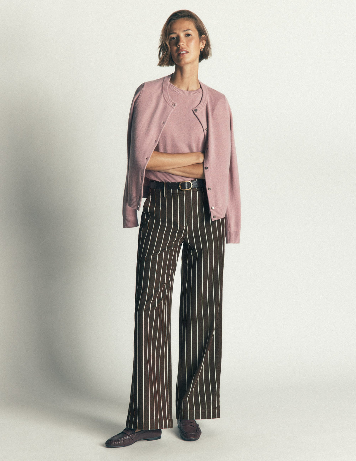 Belgravia Twill Trousers-Brown Stripe-1